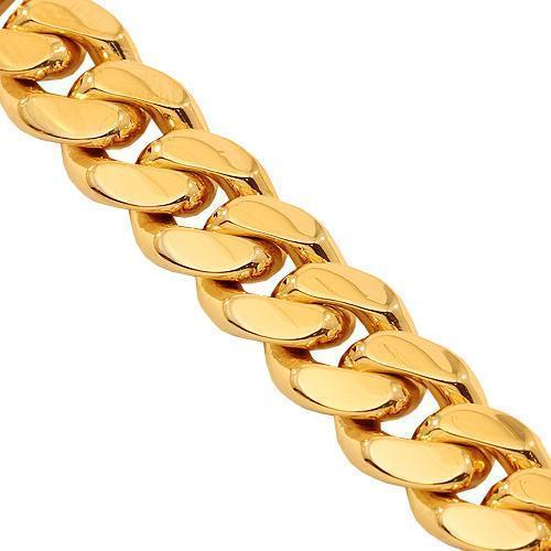 14K Solid Yellow Gold Men's Cuban Link Bracelet 9mm - Stylish & Durable Jewelry for Gifts, Parties, and Everyday Wear