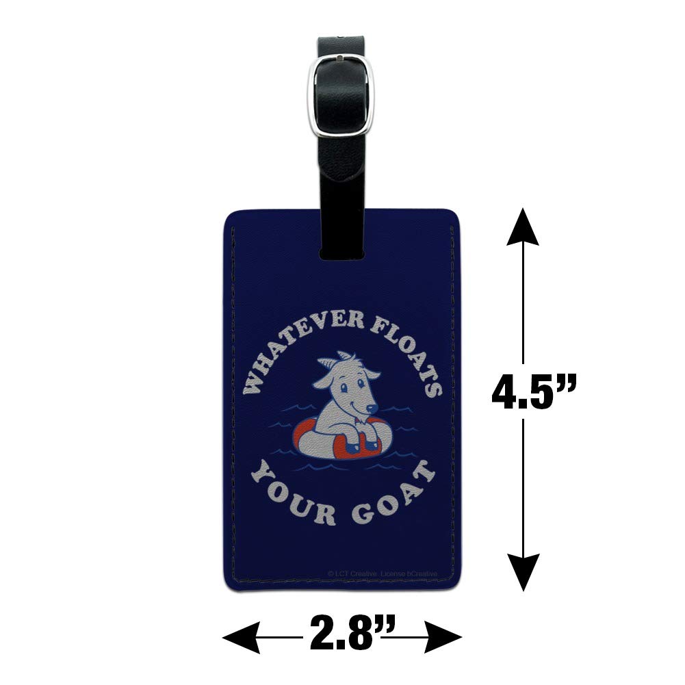 Funny Rectangle Leather Luggage Tag - Personalized ID Card Holder for Travel Bags - Perfect for Suitcases, Backpacks & Pet Carriers - Whatever Floats Your Goat Boat Design