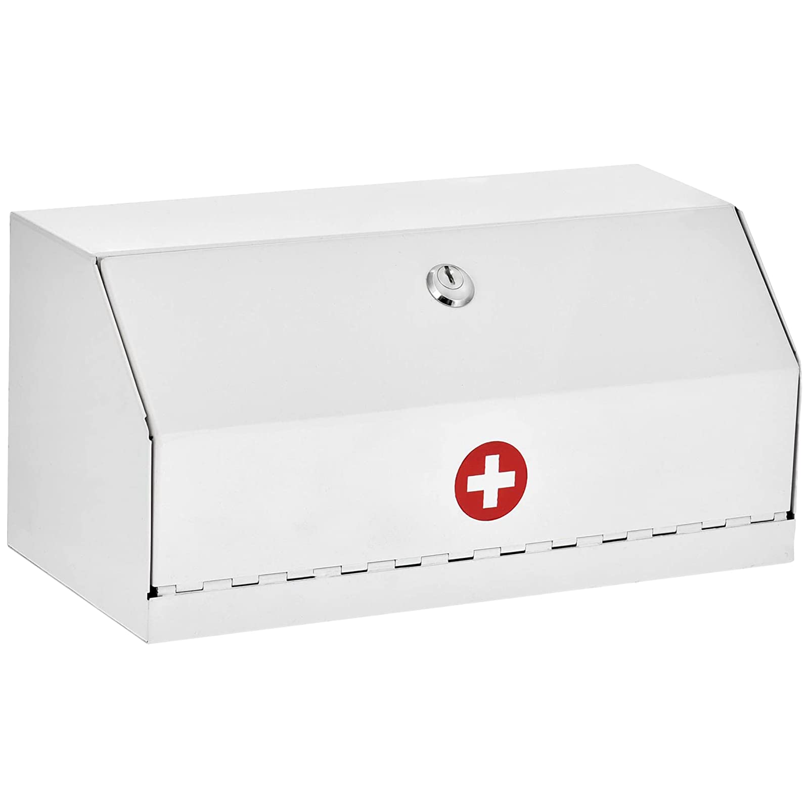AdirMed Locking Medicine Box - Secure Steel First Aid Medication Storage with Key, Wall Mountable (6