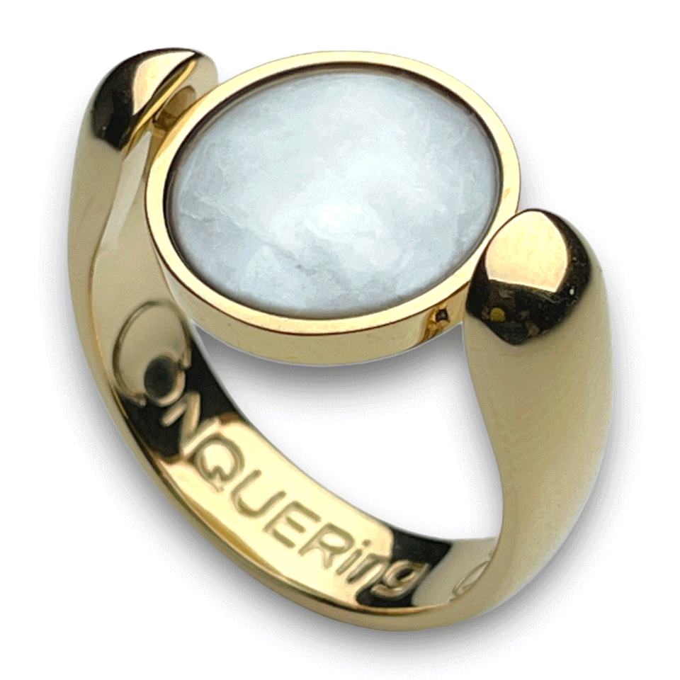 Gold AlaDune Crystal Fidget Ring for Anxiety Relief - Spinner Ring for Stress & Focus - Adjustable Sensory Ring for Adults & Kids (Perfect for ADHD, Autism & Office Use)