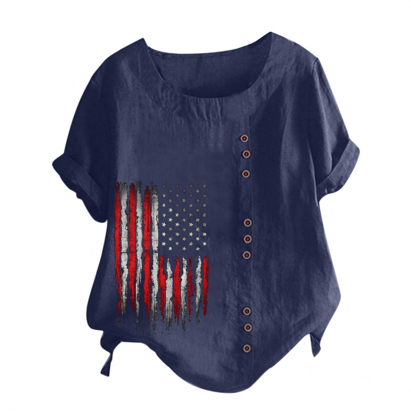 Women's Floral Graphic Tees - Short Sleeve Cotton Linen Boatneck Tops for Casual Summer Wear | Perfect for Beach Outings, Weekend Brunch & Vacation Outfits