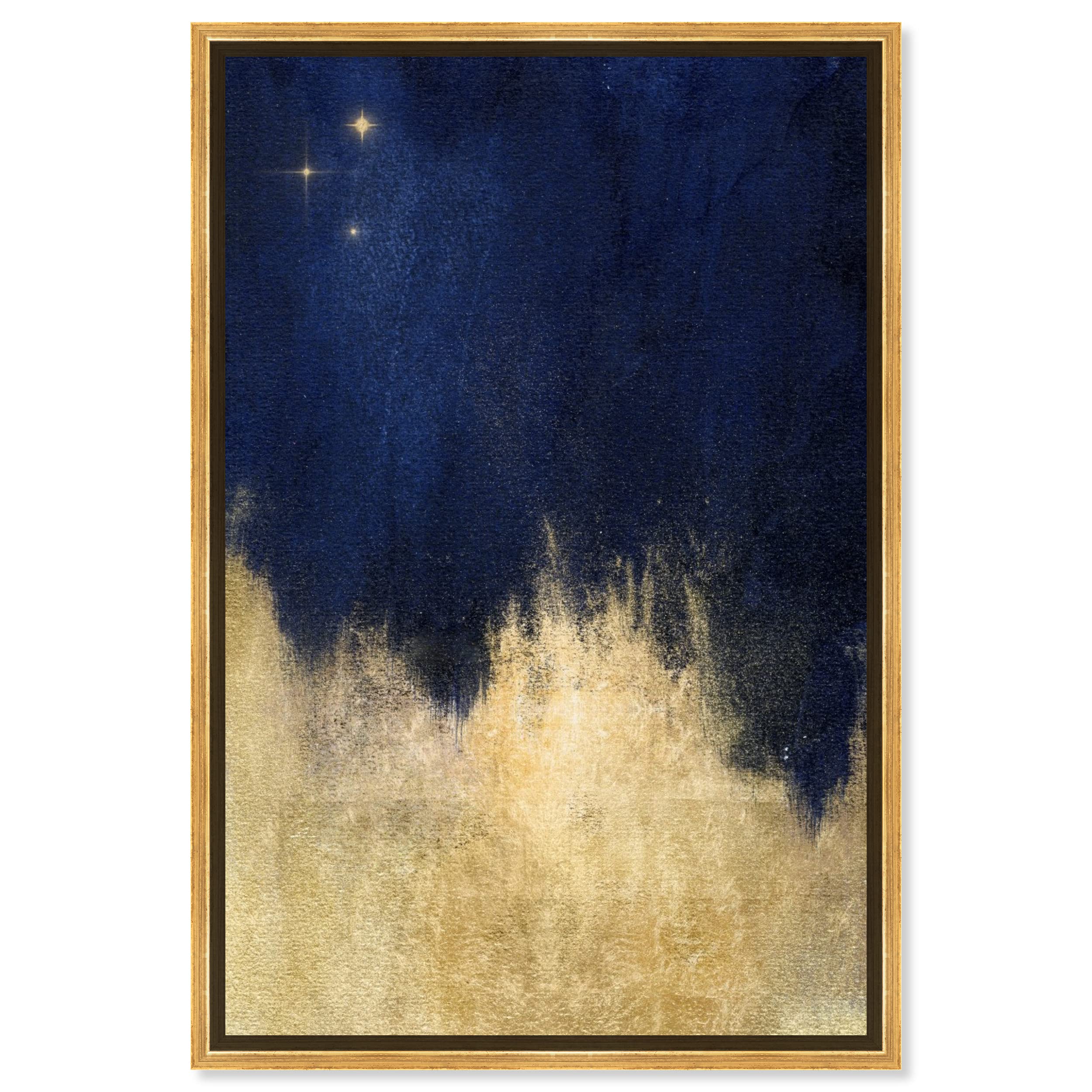 Oliver Gal Artist Co. Abstract Framed Wall Art - 'Stars at Midnight' Blue & Gold Canvas Print (45