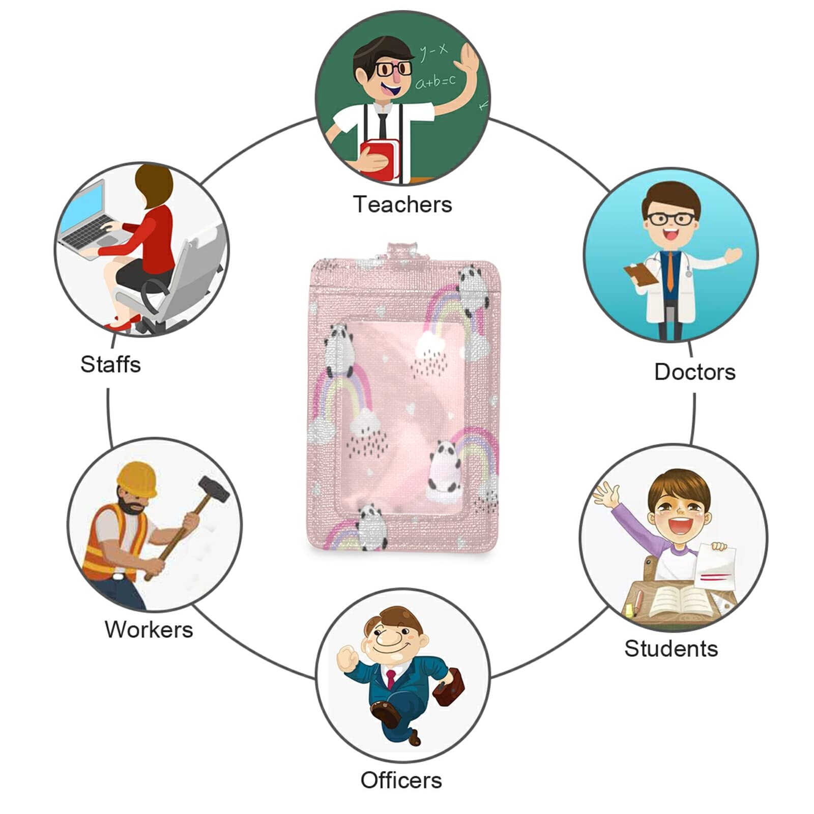 Cute Panda ID Badge Holder with Lanyard - Office & School Use