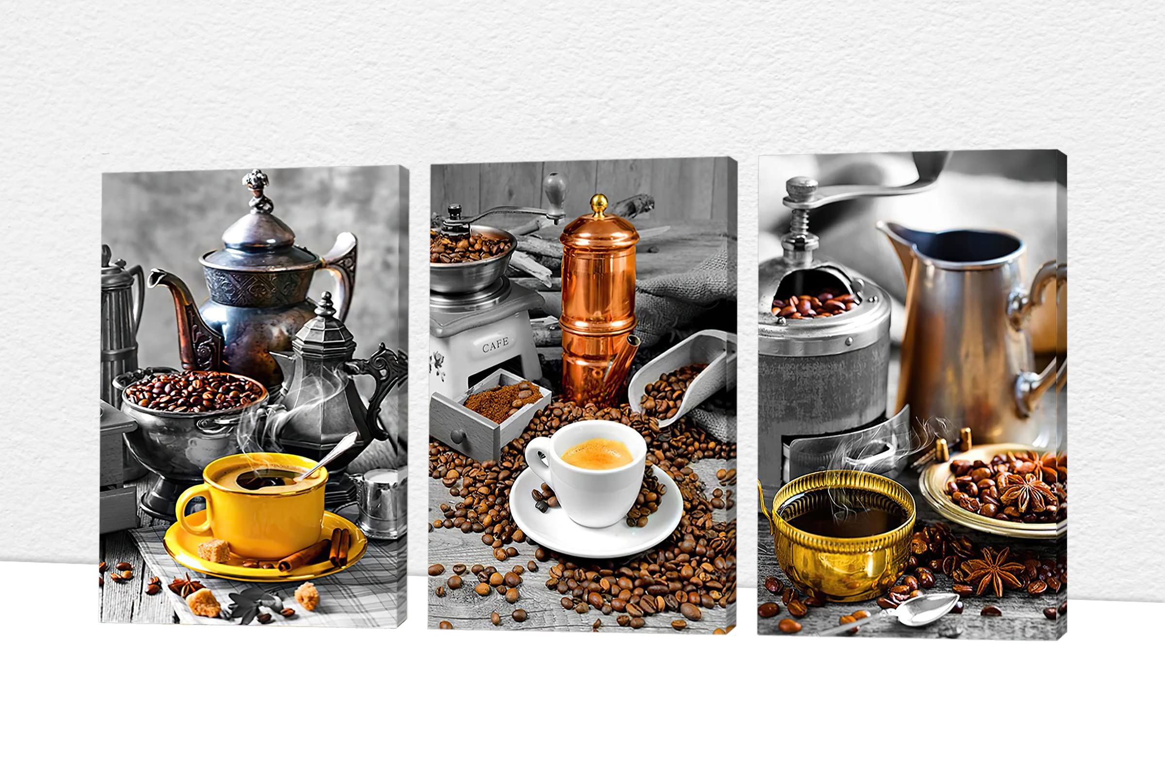GUTTATY Modern Coffee Bean Canvas Wall Art Set - 3-Piece 20