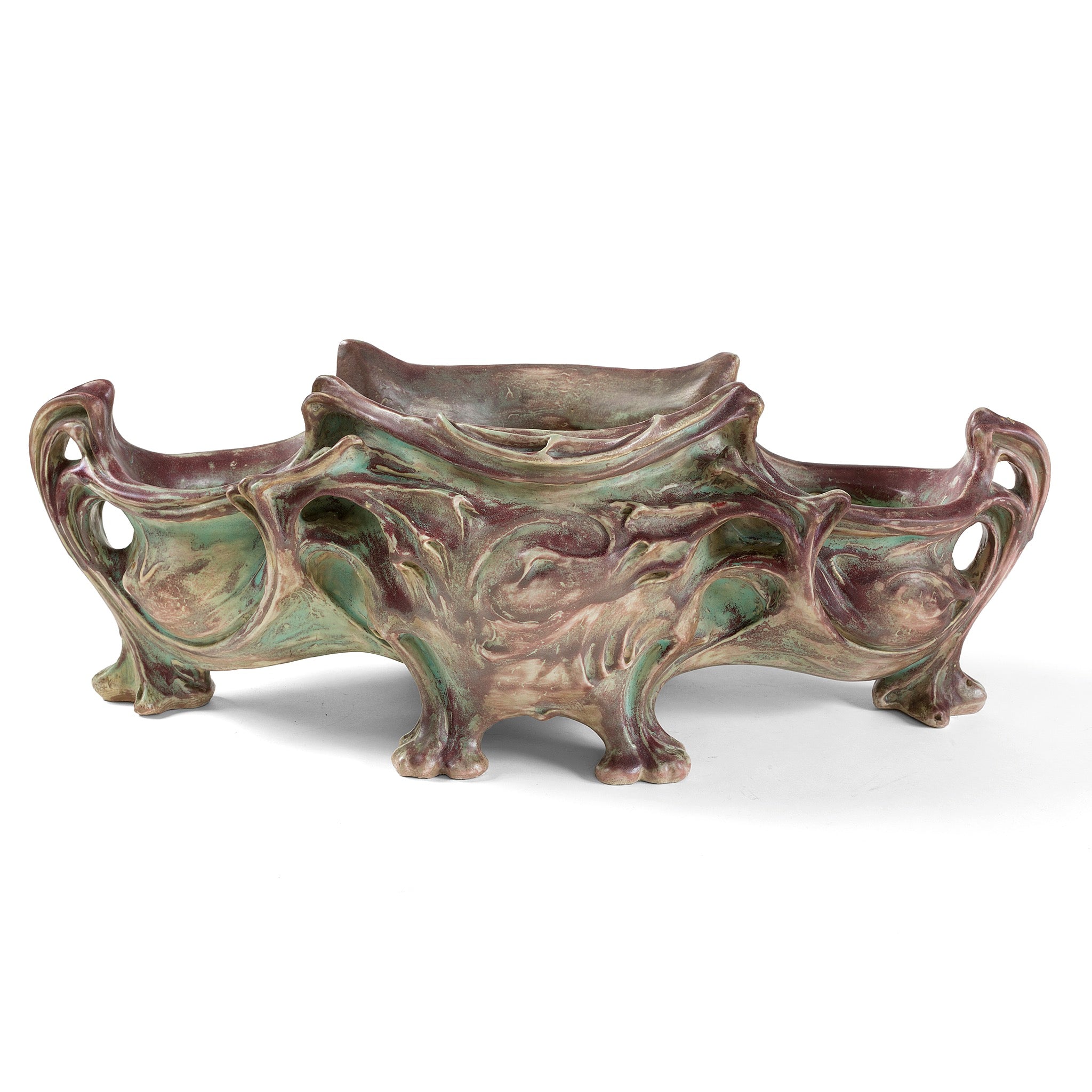 Hector Guimard Large Glazed Ceramic Planter - Elegant Indoor/Outdoor Flower Pot for Home Garden, Patio, and Office Decor