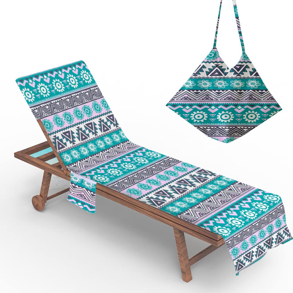 CNKOBE Premium Microfiber Beach Chair Cover with Storage Pockets - 78.7