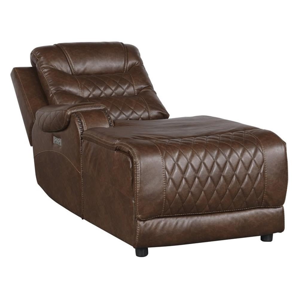 Lexicon Putnam 6-Piece Power Reclining Sectional Sofa with Left Chaise in Brown Leather - Perfect for Living Room, Home Theater & Family Gatherings