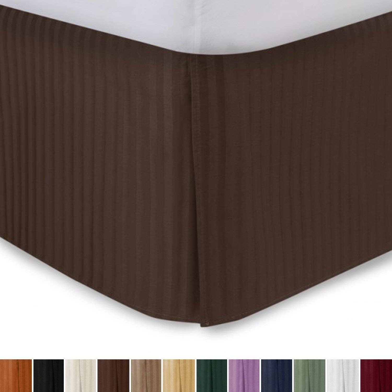Premium 400 Thread Count Egyptian Cotton Bed Skirt - Queen Size Split Corner Design with 19