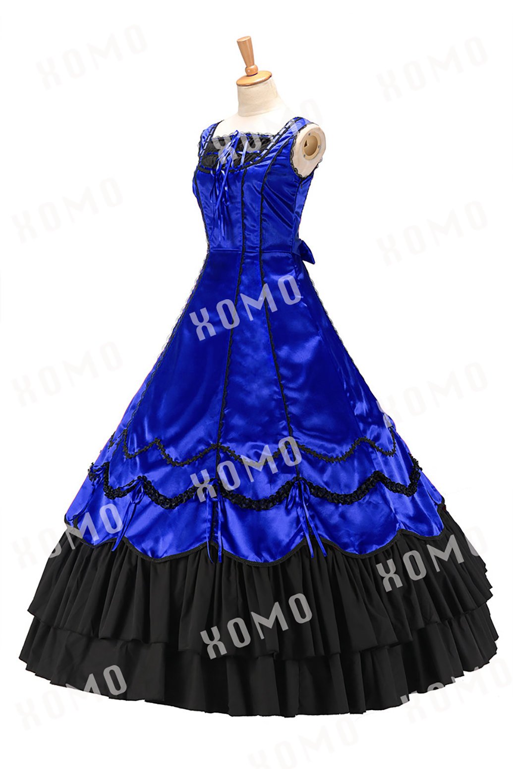 Elegant Civil War Gothic Southern Belle Satin Evening Dress - Vintage Sleeveless Gown for Historical Reenactments, Costume Parties & Themed Events