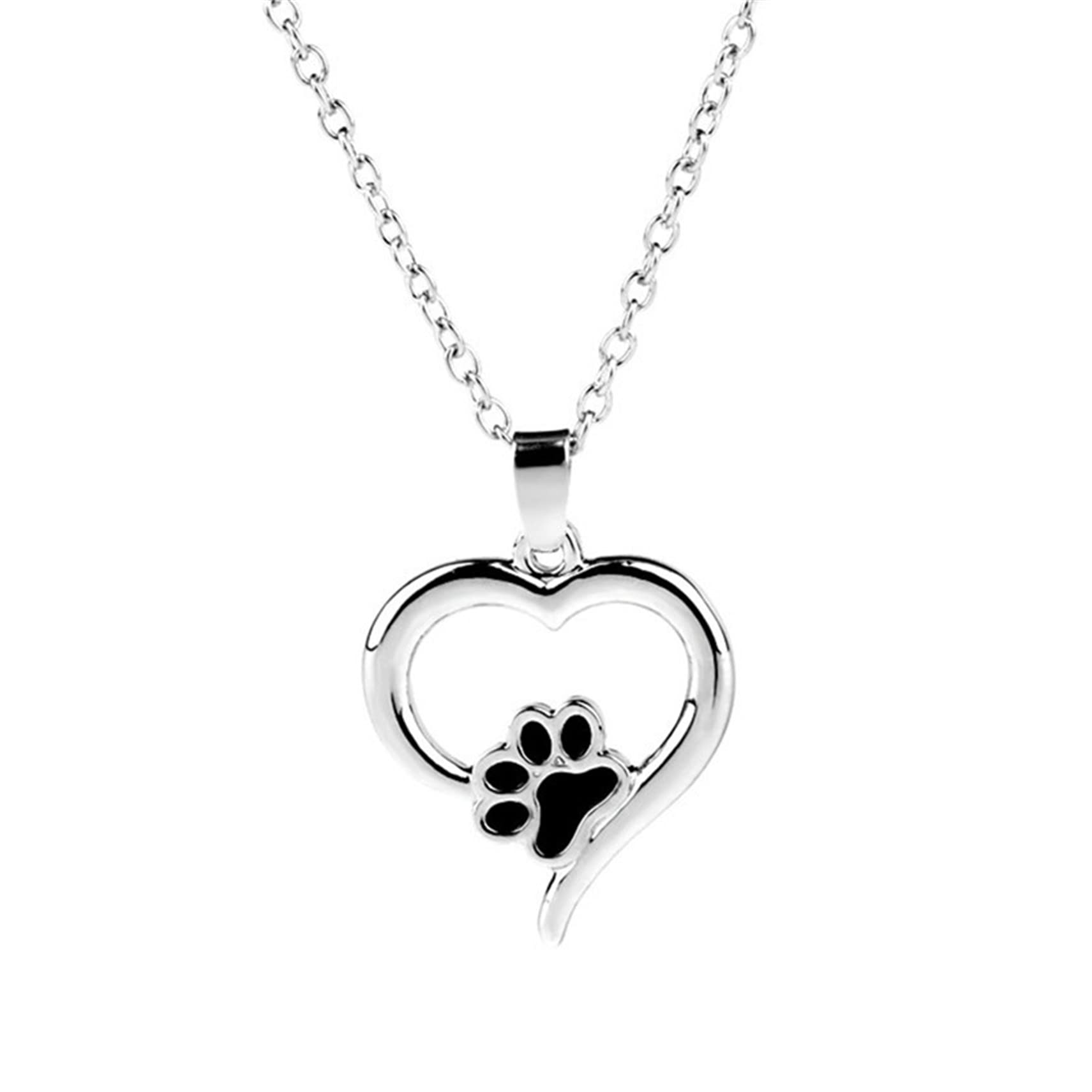 Littlepa Sterling Silver Heart Paw Pendant Necklace for Women - Dainty Black & Silver Jewelry Gift for Girlfriend, Wife, Daughter (Birthday, Christmas, Anniversary Present) | Perfect for Everyday Wear, Date Nights & Special Occasions