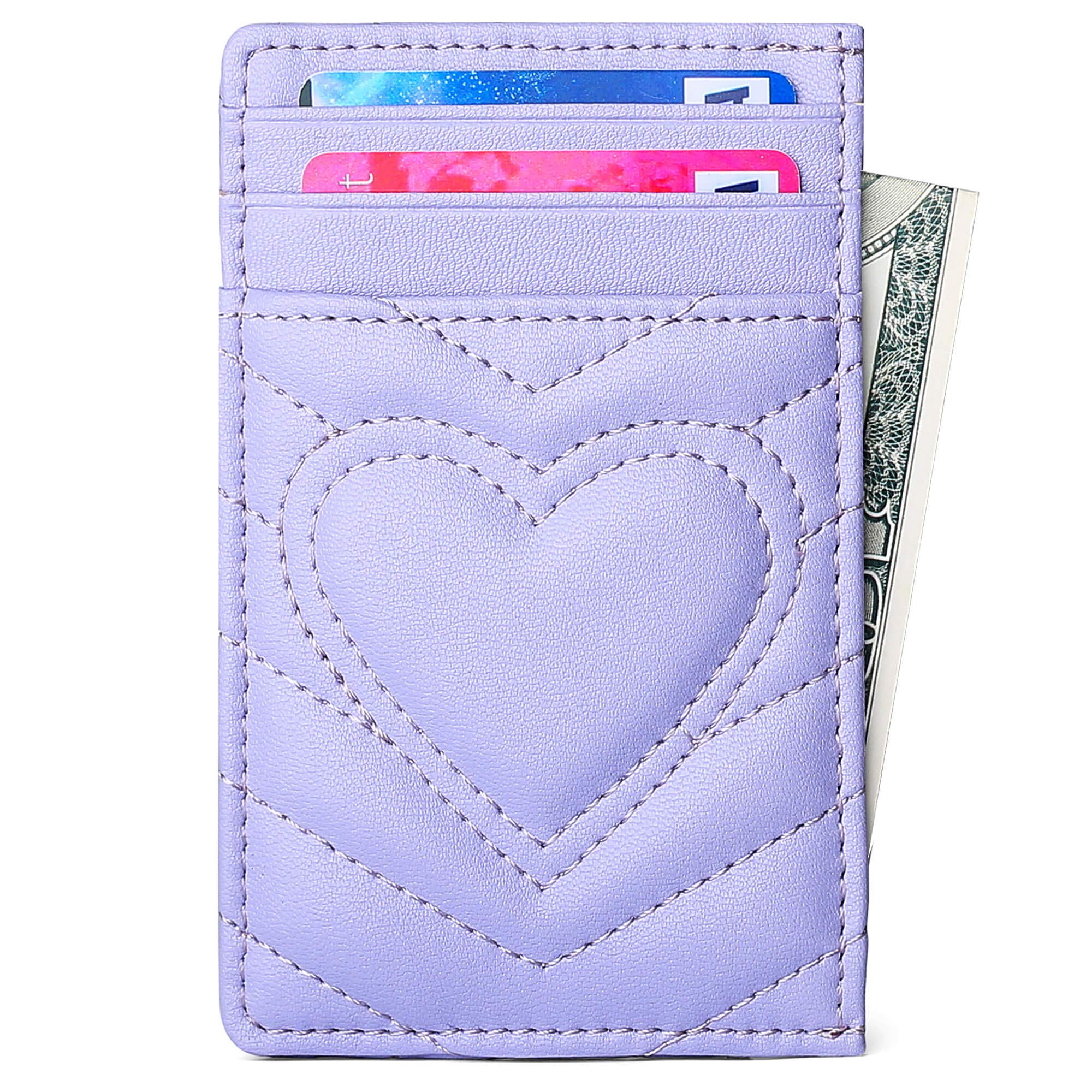 RFID Blocking Quilted Leather Card Holder Wallet - Slim & Secure for Travel, Business & Everyday Use