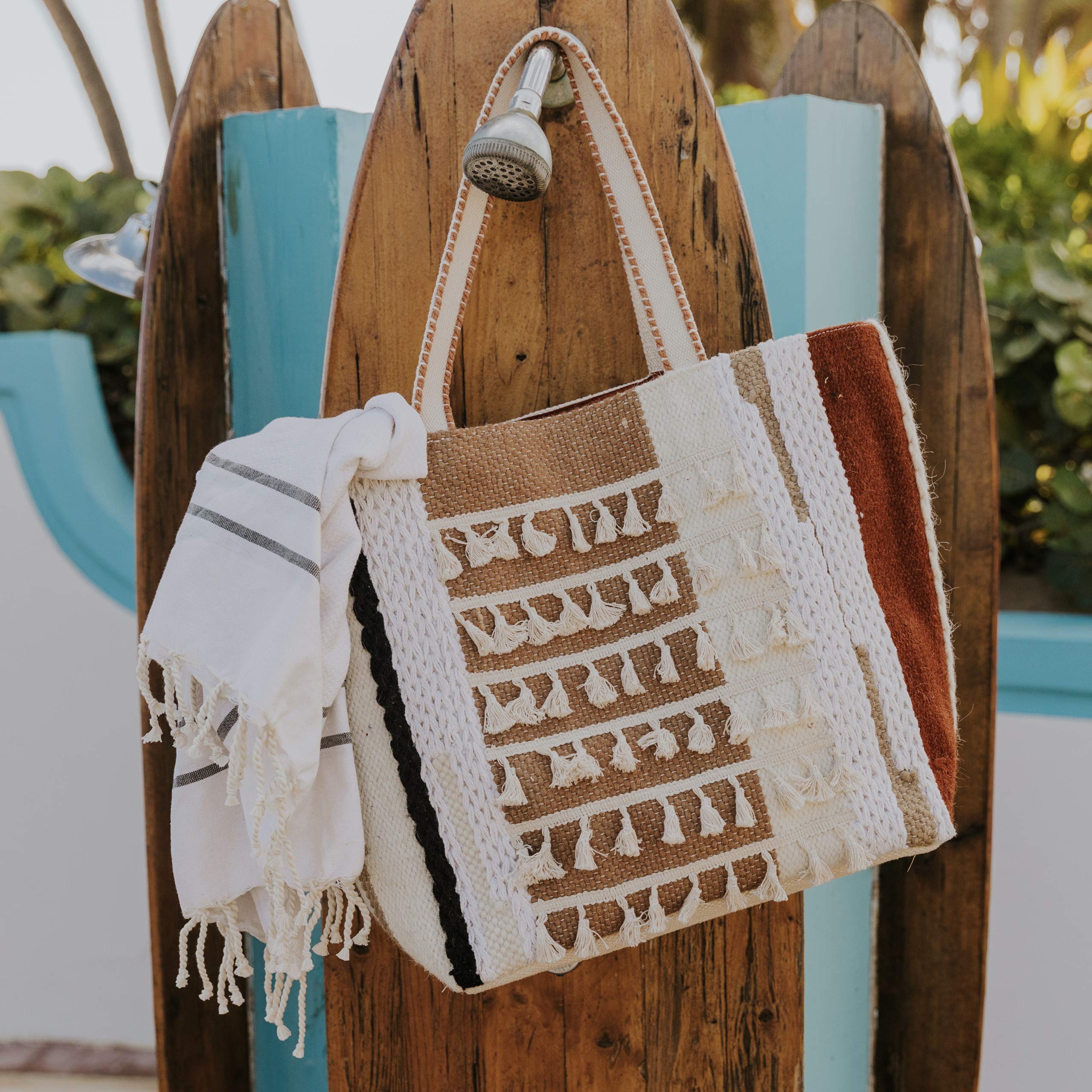 Roolee Culebra Woven Tote Bag for Women - Handmade Straw Beach Bag & Travel Purse - Perfect for Vacation, Shopping, and Summer Outings