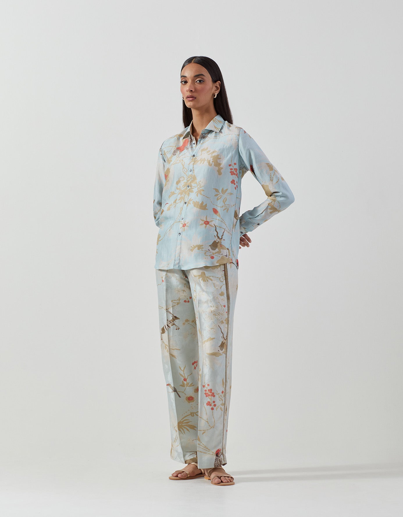 Oversized Short Sleeve Silk Shirt in Ice Blue - Perfect for Summer Outfits, Casual Wear & Beach Vacations