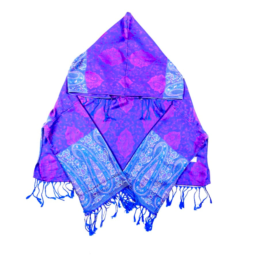 PASH LS CROP TOP - Blue & Pink Paisley Print Long Sleeve Crop Top for Women | Boho Chic Fashion, Casual Wear & Music Festival Outfit