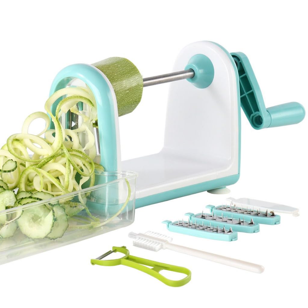 Ourokhome 5-Blade Vegetable Spiralizer - Zucchini Noodle Maker for Potato, Carrot, Cucumber | Perfect for Healthy Pasta, Salads & Meal Prep | BPA-Free Kitchen Gadget