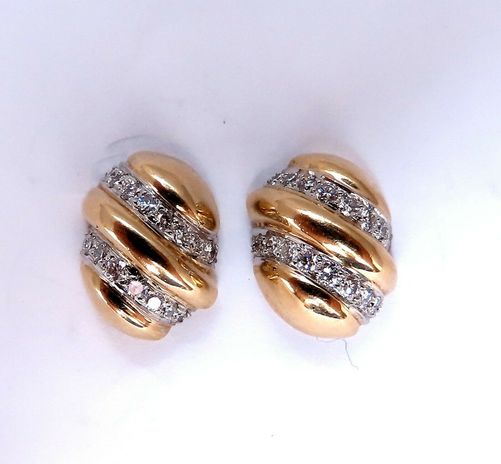 1.48ct Natural Round Diamond Dome Wave Earrings in 18kt Platinum - Elegant Jewelry for Weddings, Parties & Special Occasions