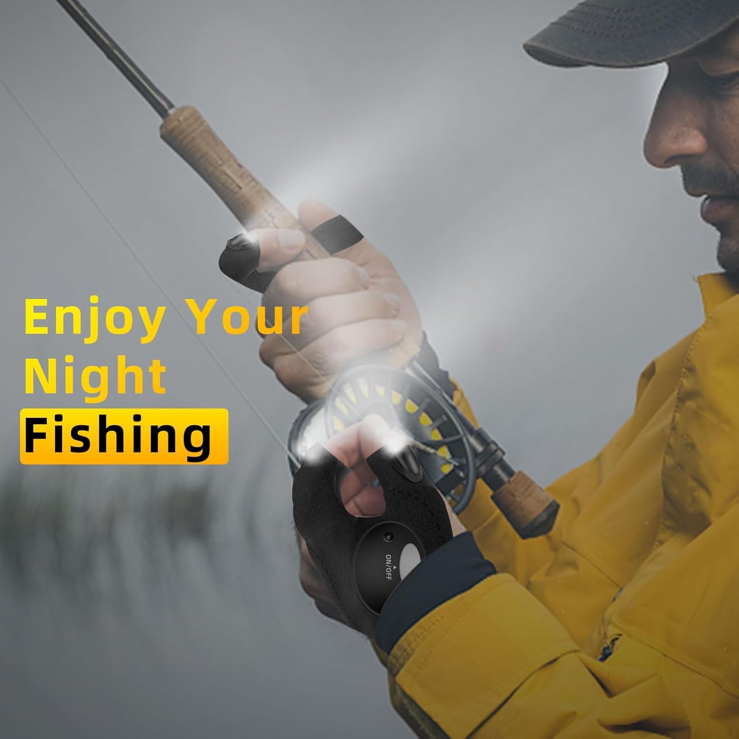LED Flashlight Gloves for Men - Perfect Father's Day, Christmas & Birthday Gifts from Daughter, Son or Wife - Cool Gadgets for Repairing, Fishing & Camping - Black Finger Lights for Dad, Boyfriend & Men