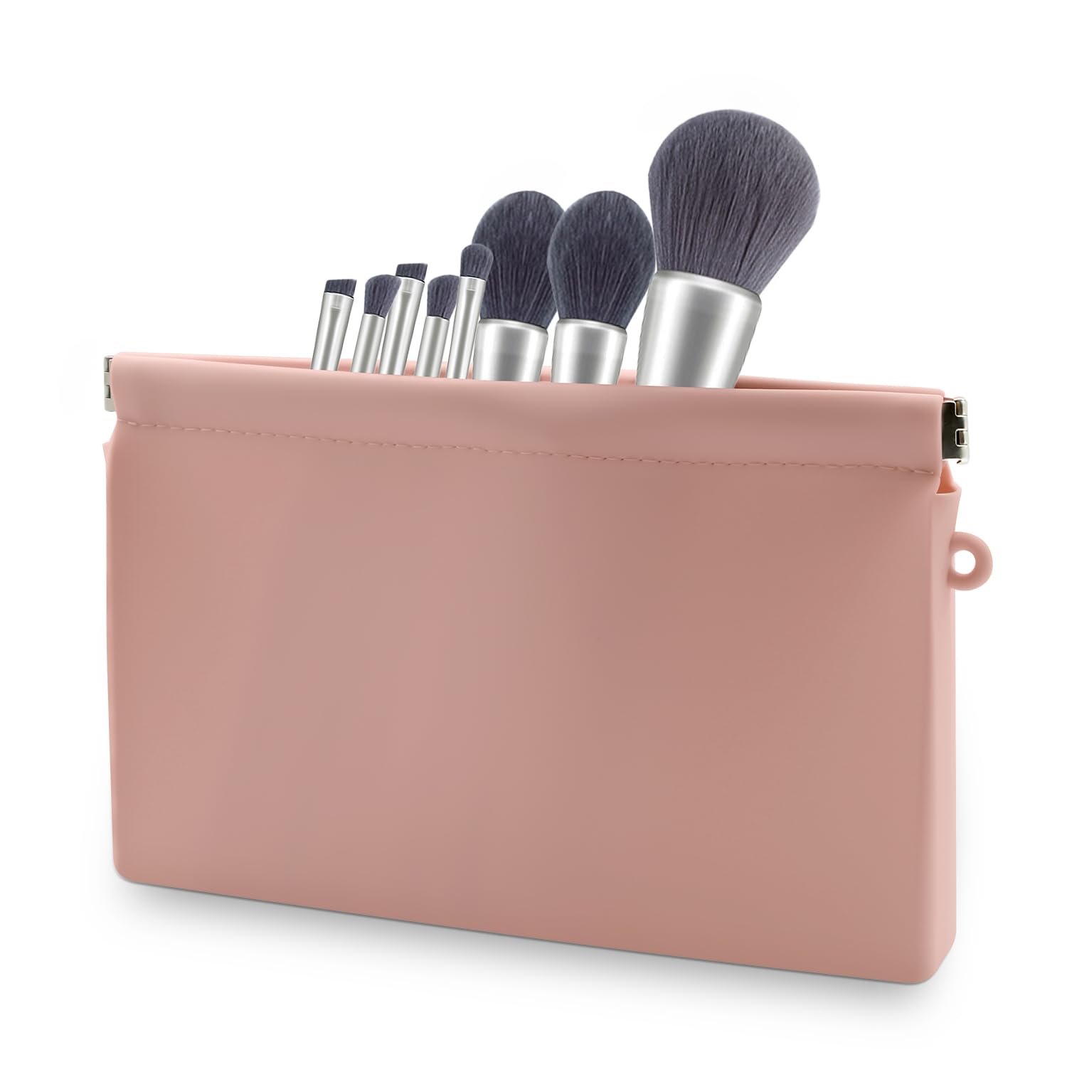 SIDINIC Silicone Cosmetic Bag - Waterproof Self-Sealing Travel Makeup Organizer | Portable Toiletry Bag for Cosmetics Storage (Pink) | Perfect for Travel, Gym & Daily Makeup Organization