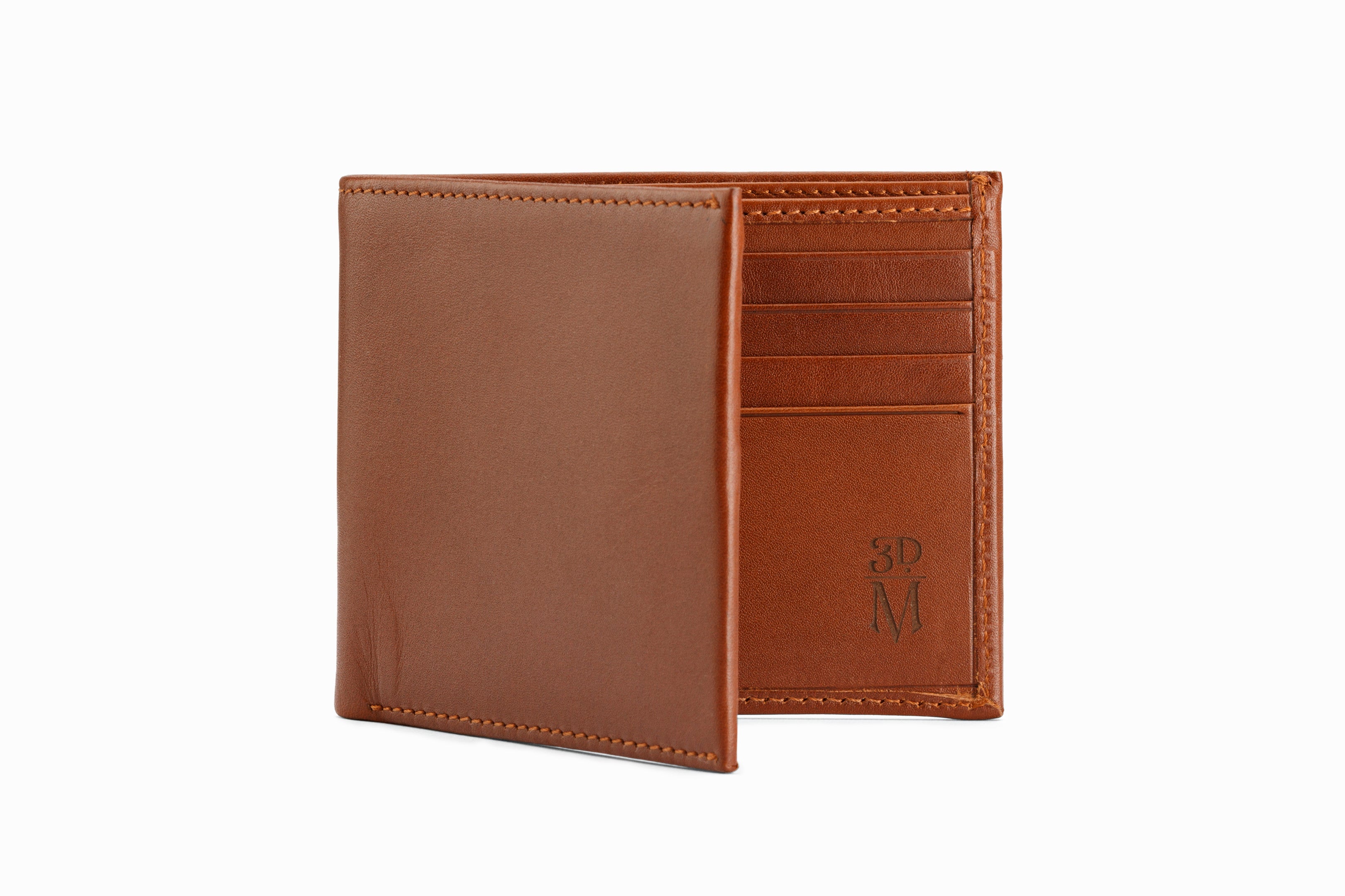 Slim Leather Wallet for Men - Medium Brown Genuine Leather - RFID Blocking - Minimalist Bifold Wallet for Everyday Carry & Travel