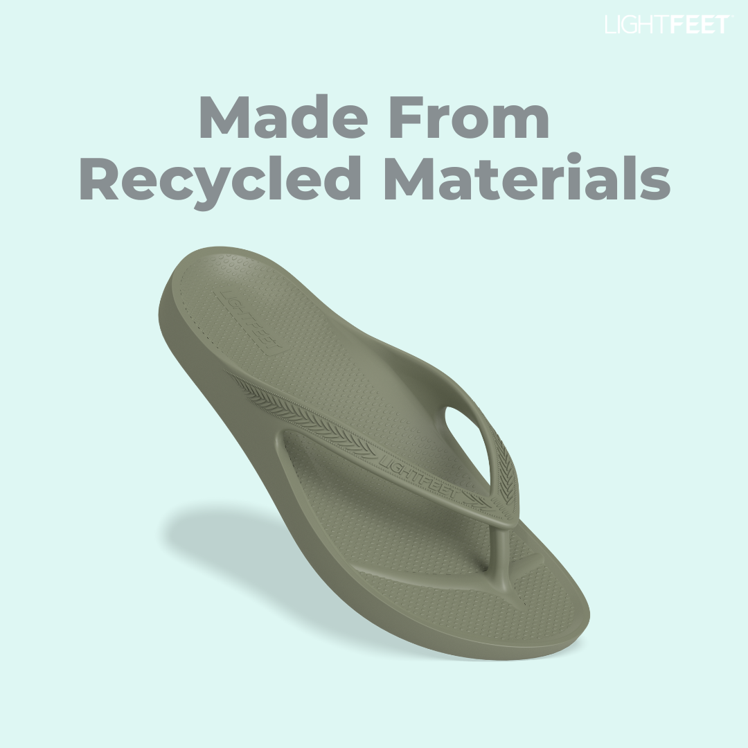 LightFeet Arch Support Flip Flops - Comfortable Thong Sandals for Men & Women | Perfect for Beach, Pool & Summer Walking (Khaki)