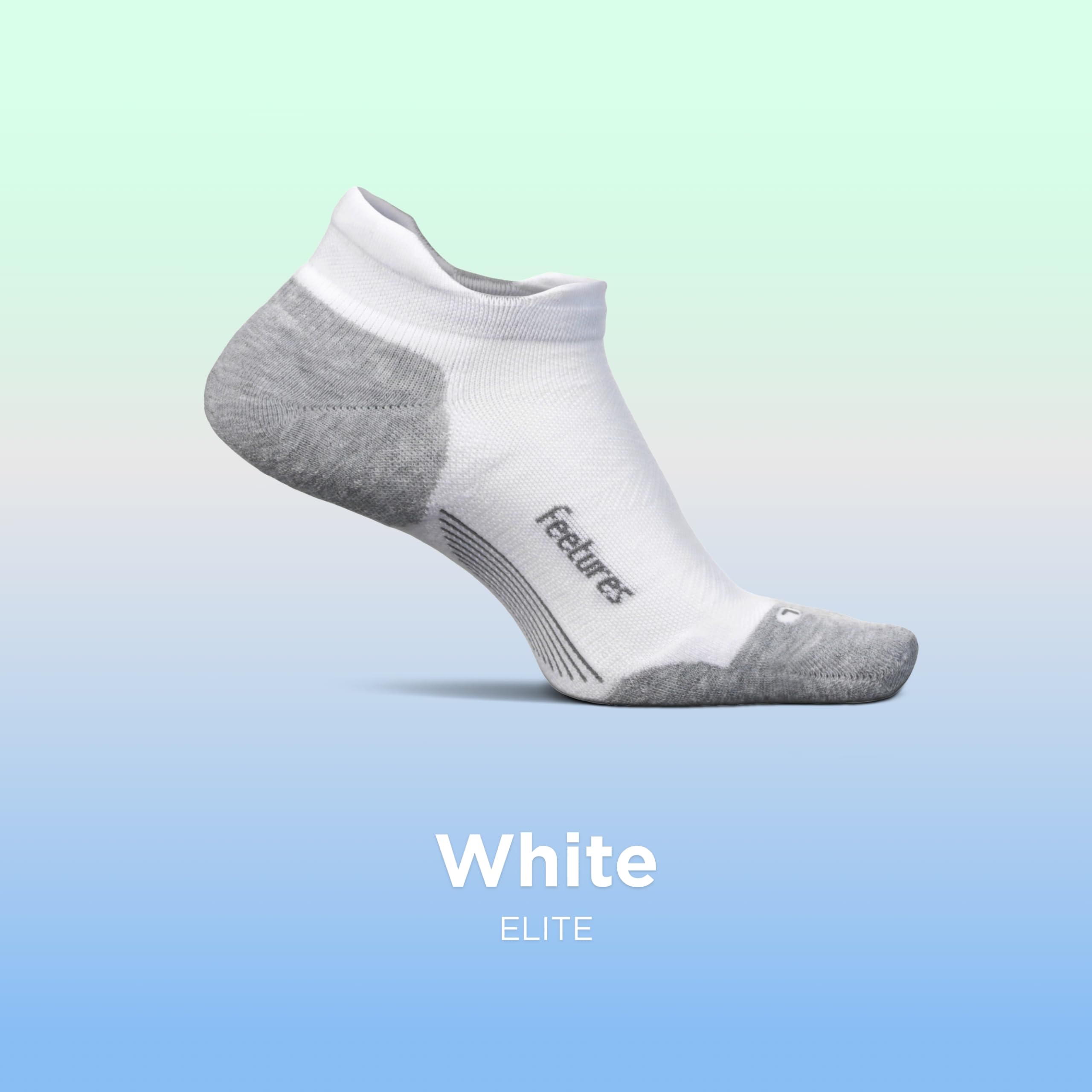 Feetures Elite Max Cushion No Show Tab Ankle Socks for Running & Sports - Breathable Athletic Socks with Targeted Compression Support - White (6-Pack) - Perfect for Gym, Tennis & Everyday Wear