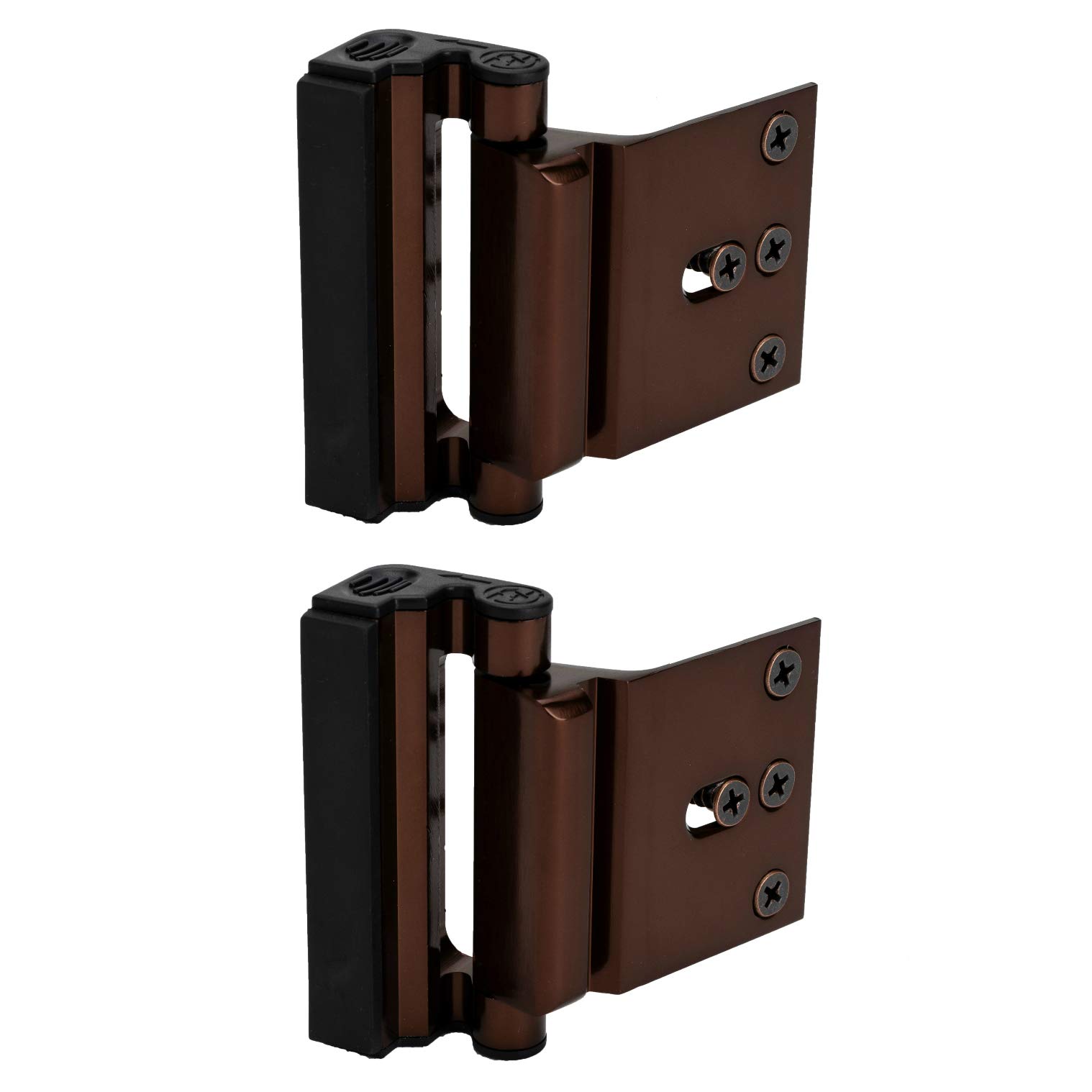 Upgraded 2-Pack Door Reinforcement Lock with 4 Screws - 800 lbs Heavy Duty Childproof Security Lock for Home, Toddler Safety & Night Protection - Perfect for Bedrooms, Bathrooms & Nursery Rooms (Brown)
