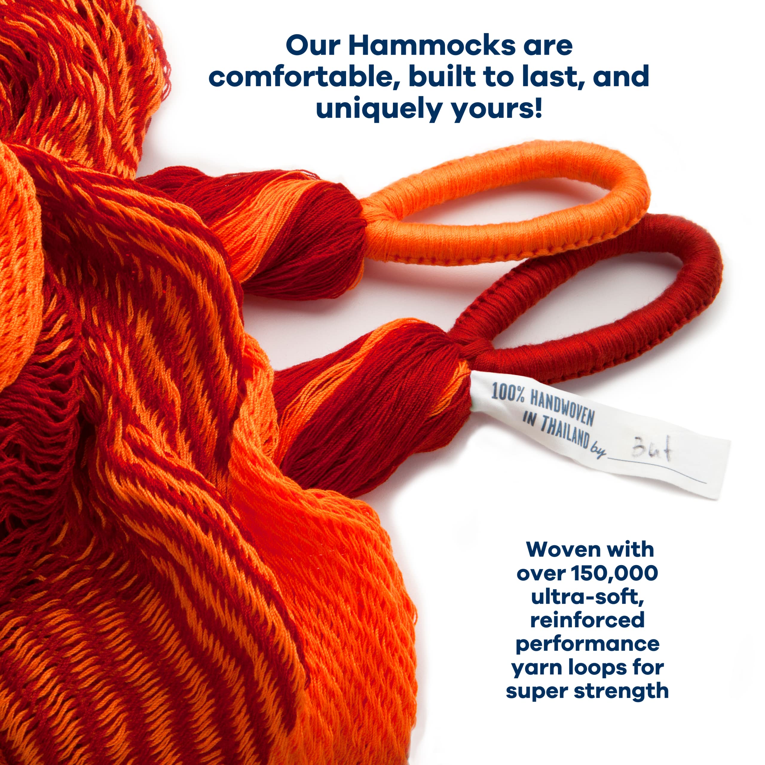 Premium Handwoven Hammock for Outdoor Relaxation - Family Size (550lb Capacity) - Weatherproof & Ultra Strong - Easy Setup Hanging System - Artisan Crafted in Vibrant Red-Orange - Perfect for Backyards, Camping & Beach Vacations