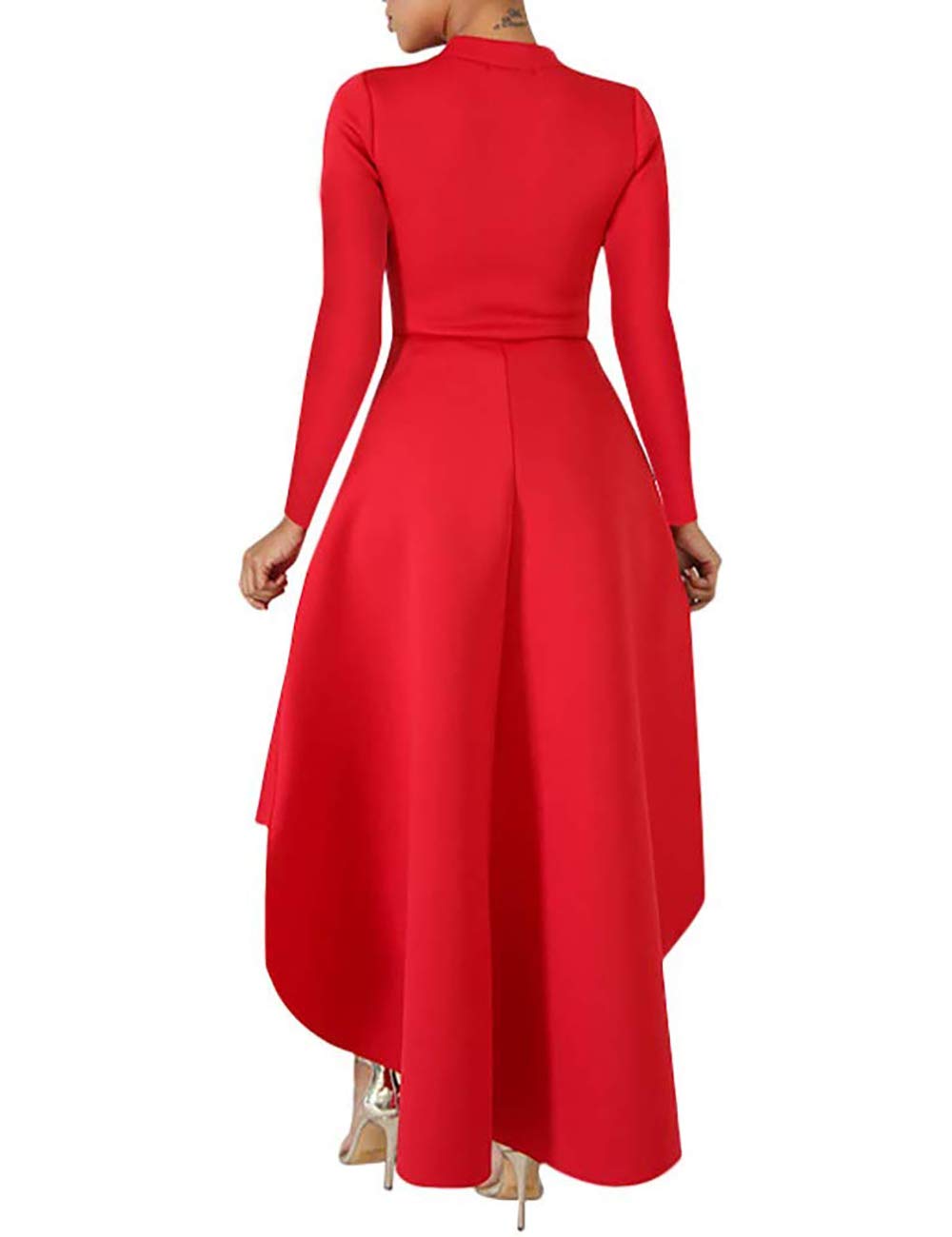 Lrady Women's Casual Shirt Dress - High Low Ruffle Blouse Asymmetrical Peplum Top Long Tunic Dress for Work, Date Night & Summer Outfits