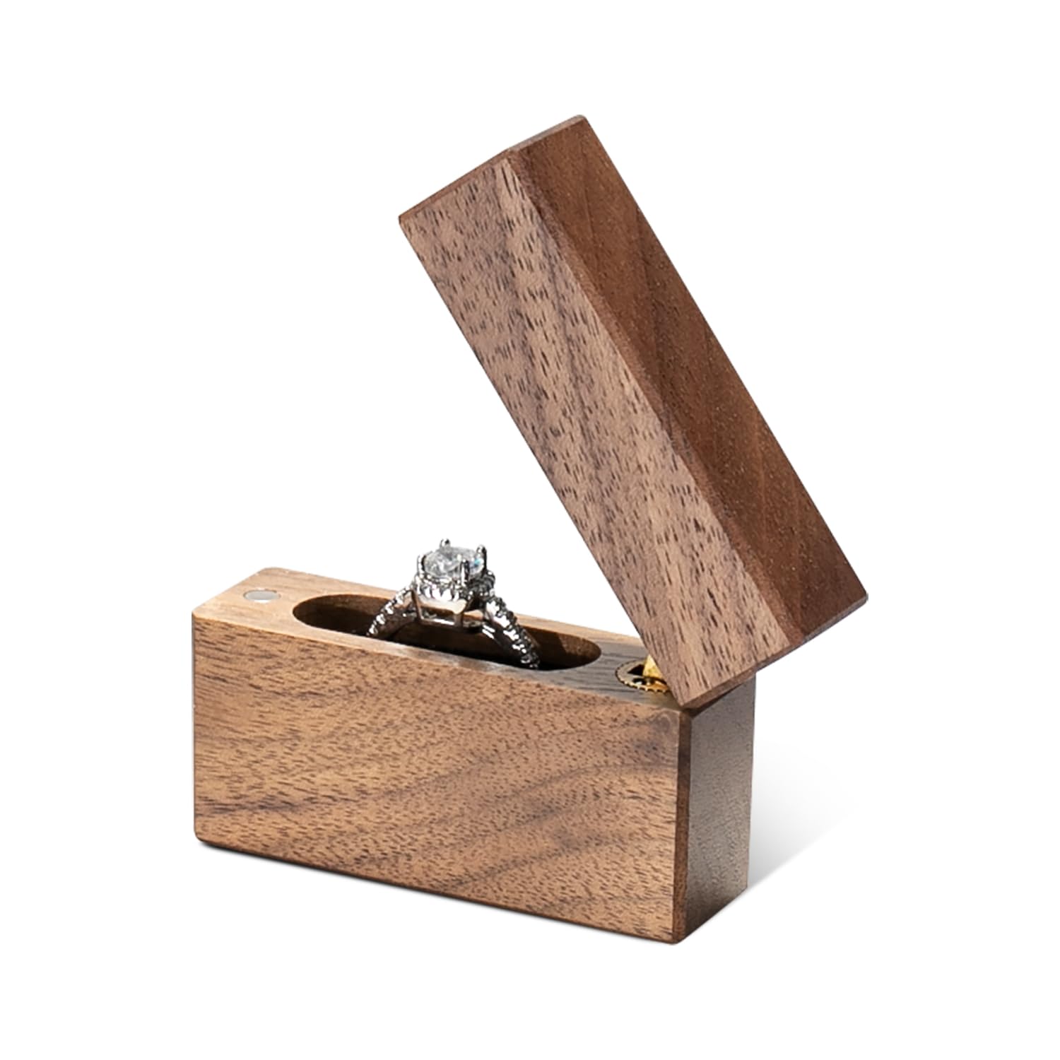 Elegant Wooden Engagement Ring Box - Small Slim Flat Proposal & Wedding Ring Case (How About Forever) - Perfect for Romantic Proposals, Anniversaries & Special Occasions