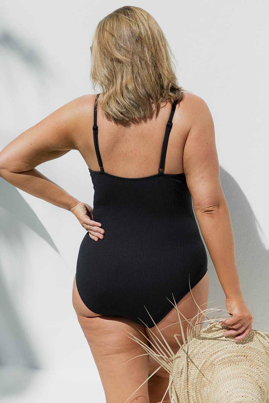 Coolum Core Support One Piece Swimsuit - Black Textured High Waist Bathing Suit for Women | Perfect for Beach, Pool, and Summer Vacations