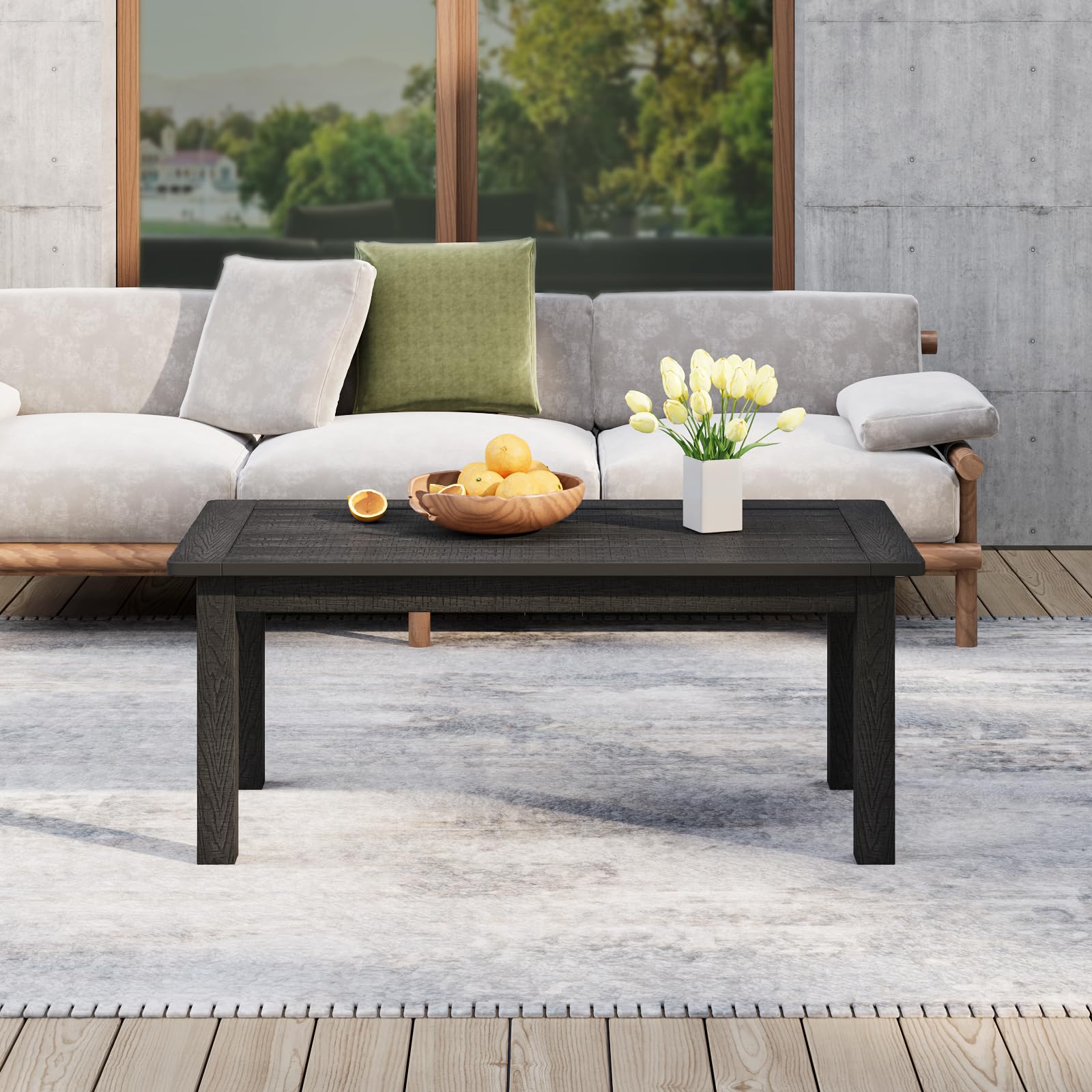 Stoog Outdoor Coffee Table - All-Weather Poly Lumber Patio Side Table, Rectangle End Table for Backyard, Porch, Garden, Balcony & Deck - Black | Perfect for Outdoor Entertaining, Poolside Relaxation & Patio Decor