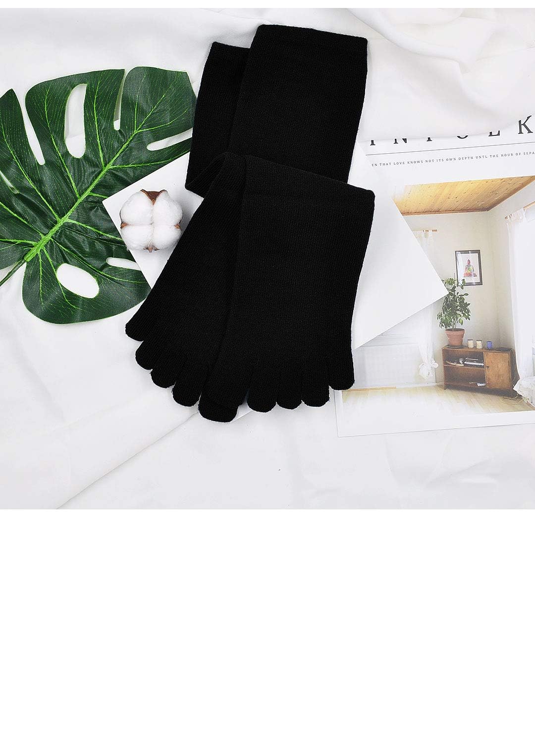 ZAKASA Men's Toe Socks for Running & Athletic - 5 Finger Cotton Crew Socks with Cushion - Perfect for Sports, Yoga, and Outdoor Activities
