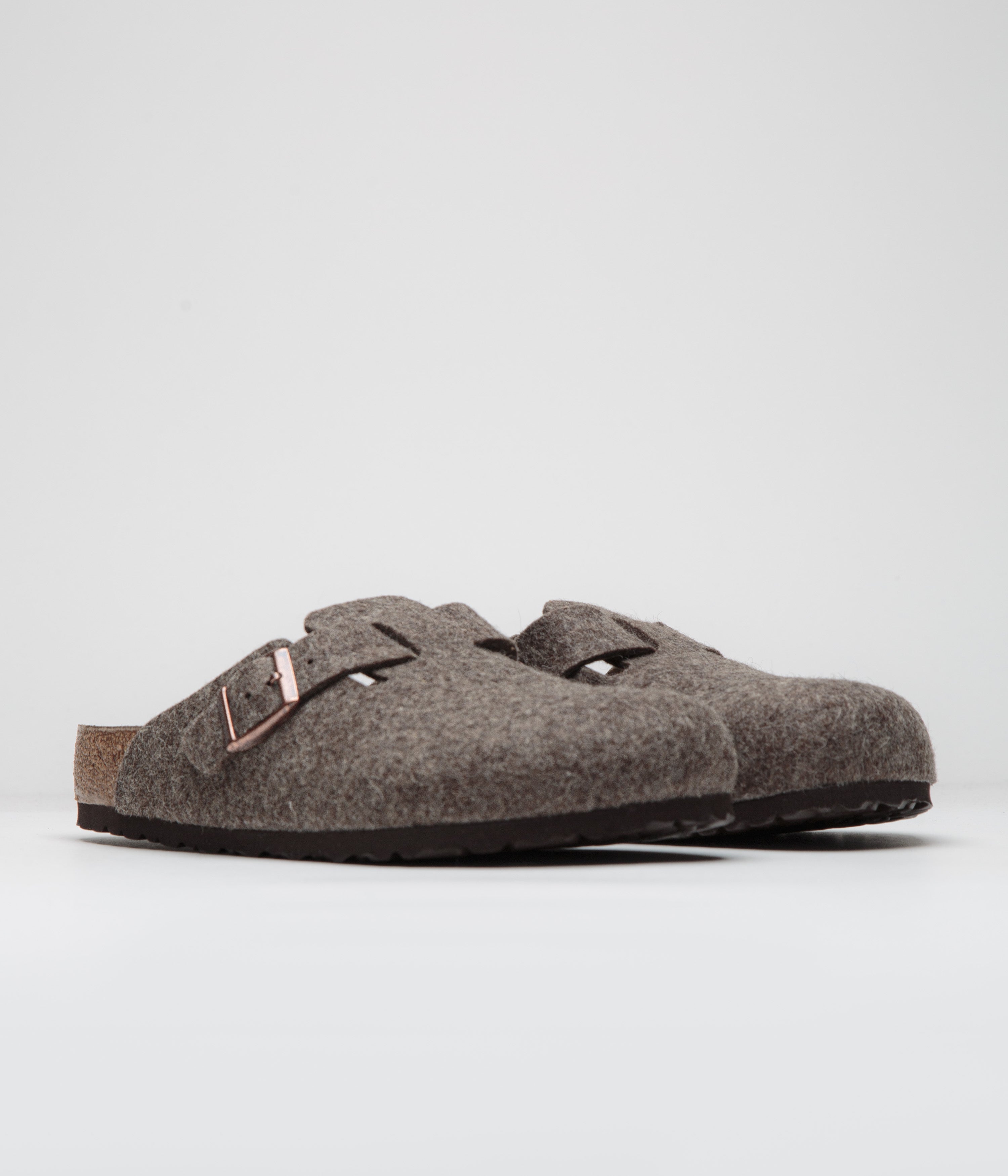 Birkenstock Boston Soft Footbed Wool Sandals for Men & Women - Cacao Brown - Comfortable House Slippers for Indoor & Outdoor Wear