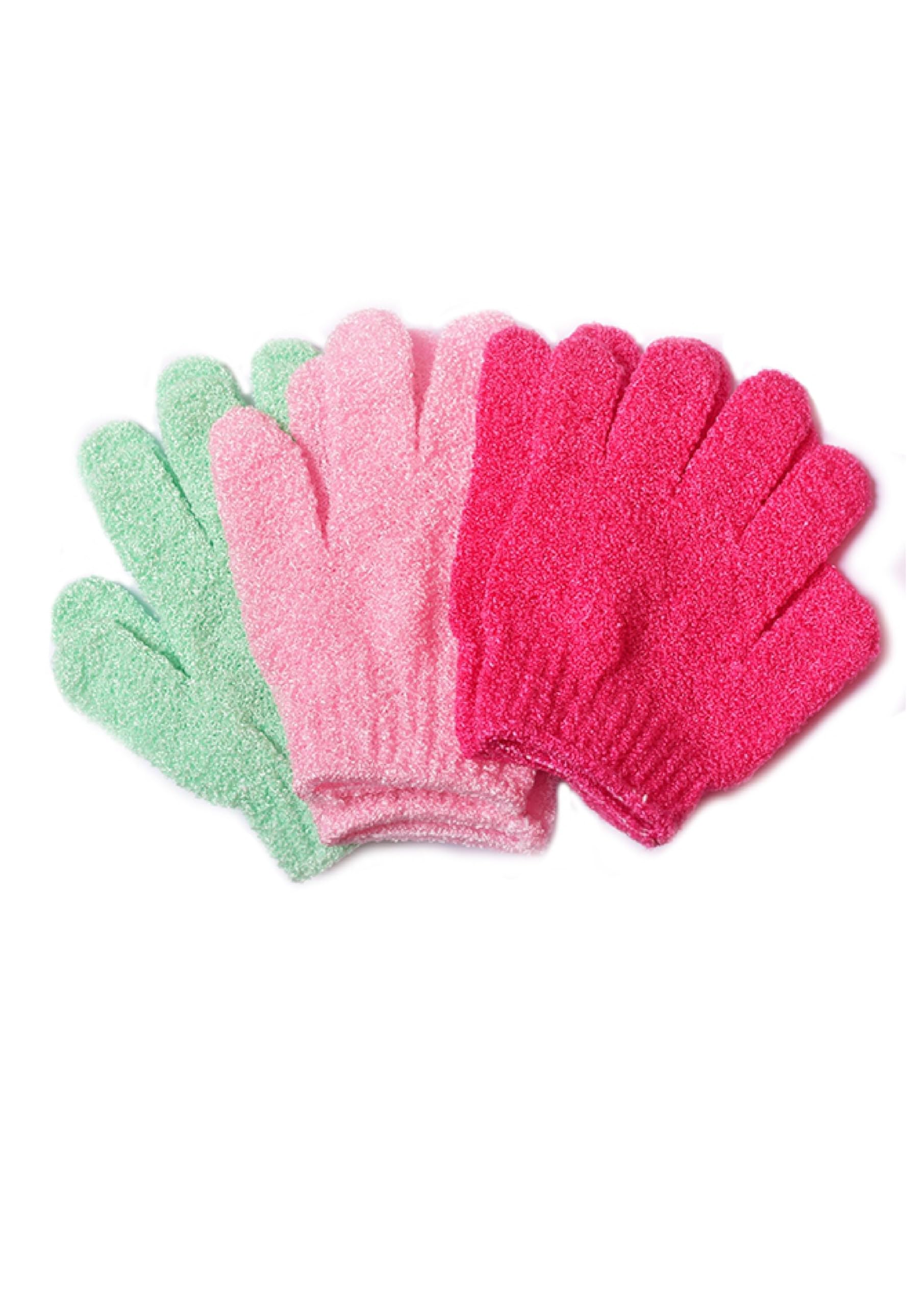 MobFest® Exfoliating Bath Gloves for Men & Women - Dead Skin Removal Scrubber - Soft Exfoliating Mittens for Smooth Skin - Set of 3 Multicolor - Perfect for Shower, Spa & Body Care Routine
