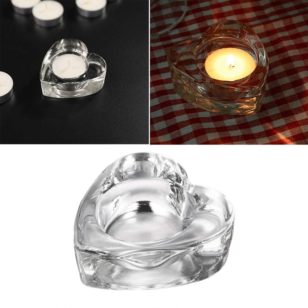FOMIYES 3-Piece Heart Shaped Glass Candle Holders Set - Clear Tapered Candlesticks, Pillar Candle Stand & Cone Incense Holder for Tabletop Decor, Romantic Dinner, Wedding Centerpiece & Home Decoration