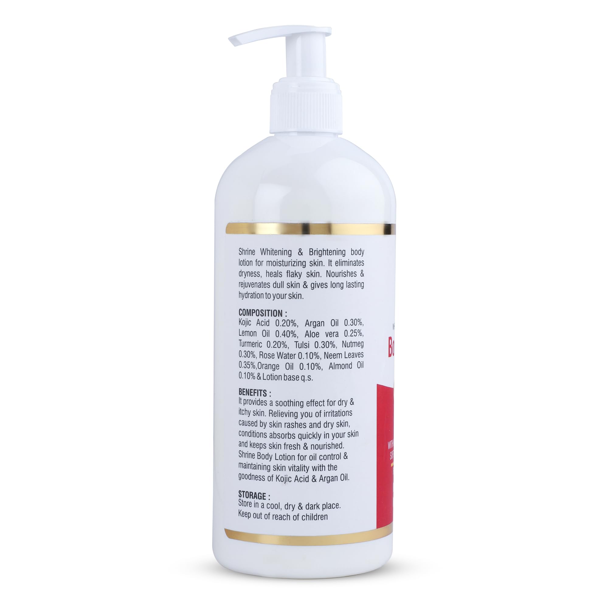 Shrine Kojic Acid & Argan Oil Body Lotion 400ml - Skin Whitening & Brightening Moisturizer for Dry Skin | Non-Greasy, Glowing Hydration | Perfect for Daily Use & Nighttime Skincare Routine