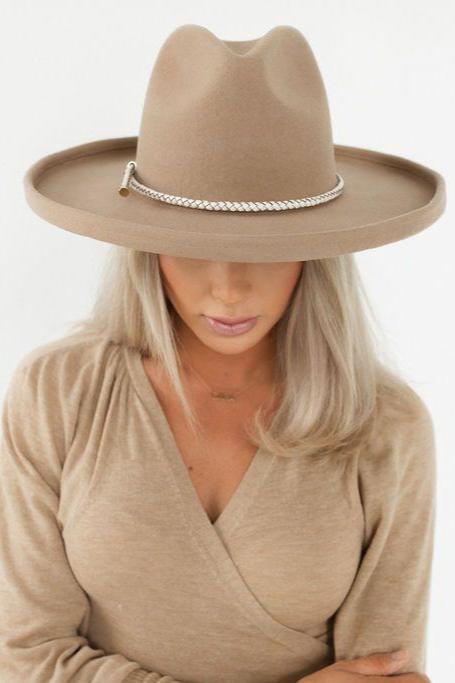 Cara Loren Women's Fashion Pencil Brim Hat in Tan - Stylish Sun Hat for Outdoor, Beach, and Summer Outfits | Blemished Sale Item