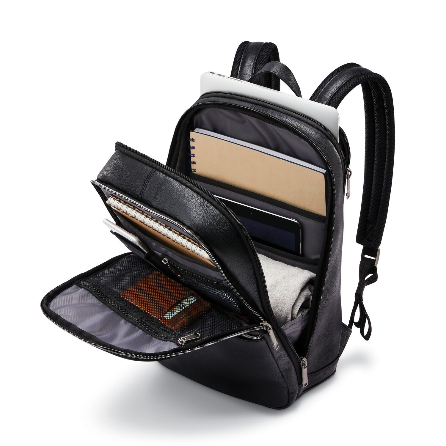 Samsonite Classic Leather Backpack for Men & Women - Durable Laptop Backpack with USB Charging Port - Perfect for Travel, Work & School