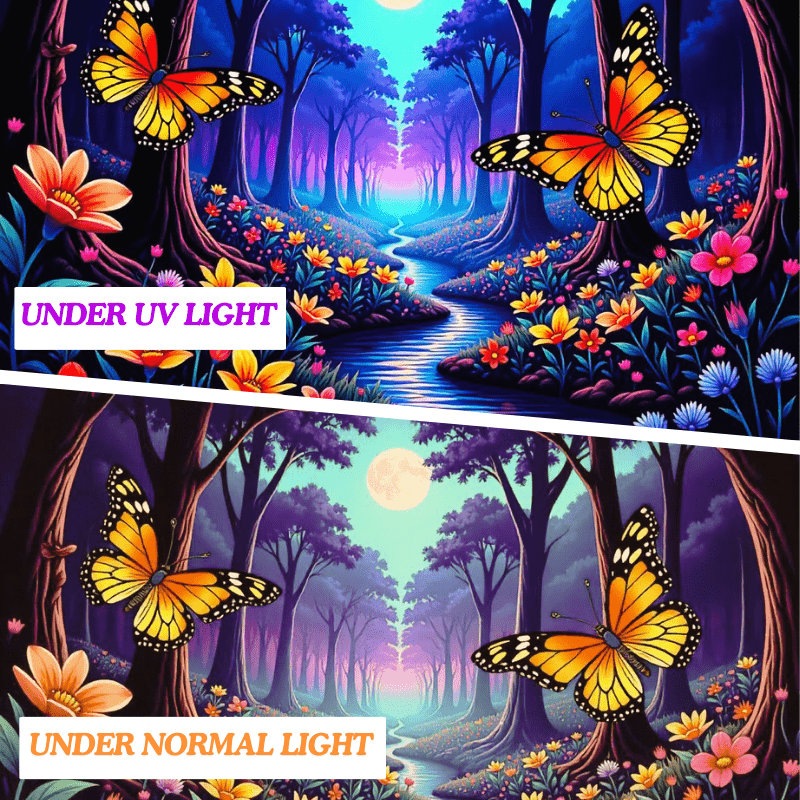 Butterfly Moonlight Forest Wall Art - Nature Inspired Canvas Painting for Home & Office Decor | Perfect for Living Room, Bedroom, or Gift Giving