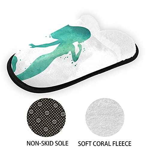 VIGTRO Women's Fuzzy Slippers - Soft Coral Fleece Mermaid Design Memory Foam Indoor House Shoes with Anti-Skid Sole | Cozy Comfort for Home, Lounge & Bedroom Wear