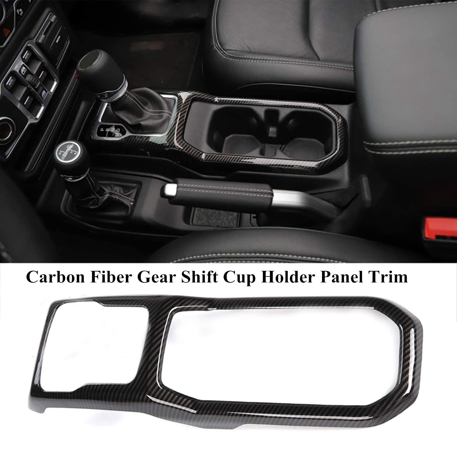 Carbon Fiber Dashboard Cover & Cup Holder Trim for Jeep Wrangler JL/JLU 4XE (2018-2023) - Interior Accessories for Sahara, Rubicon & Unlimited Models - Upgrade Your Ride with Stylish Protection