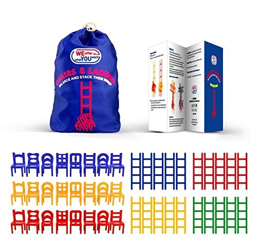 WEofferwhatYOUwant Stacking Balance Game Set - 44 Piece Family Fun Chairs and Ladders Game for Kids & Adults - Perfect for Parties, Game Nights & Indoor Family Bonding Activities