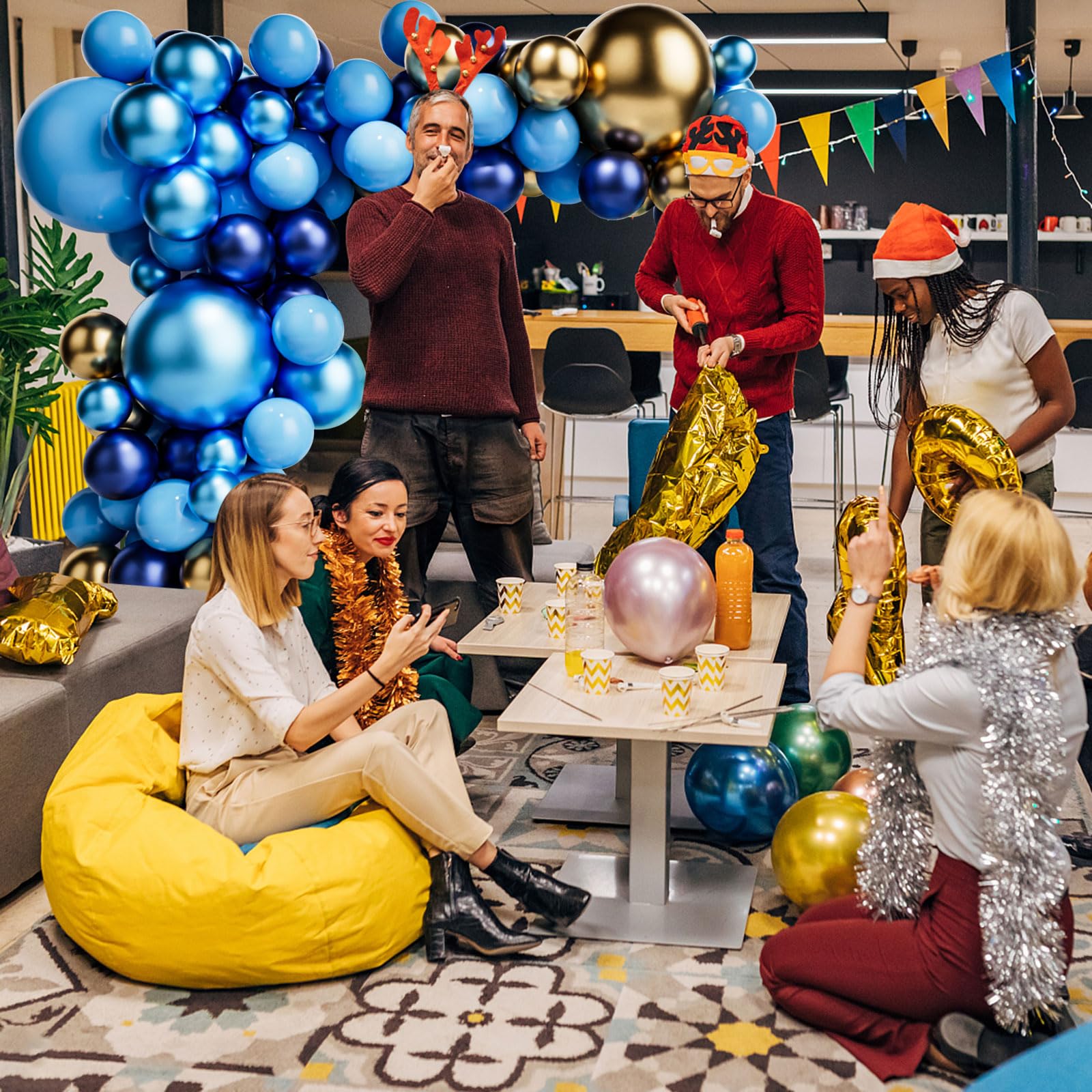 Navy Blue & Metallic Gold Balloon Arch Kit - Includes Light Blue, Gold & Metallic Blue Balloons for Baby Showers, Birthdays, Weddings & Party Decorations | Perfect for Backdrops, Photo Booths & Event Centerpieces