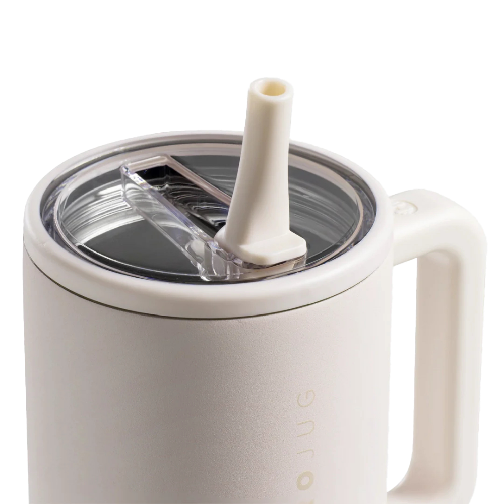 40Oz Cream Traveler Tumbler with Handle & Straw - Insulated Stainless Steel Water Bottle for Hot & Cold Drinks - Perfect for Travel, Gym, Hiking & Outdoor Activities