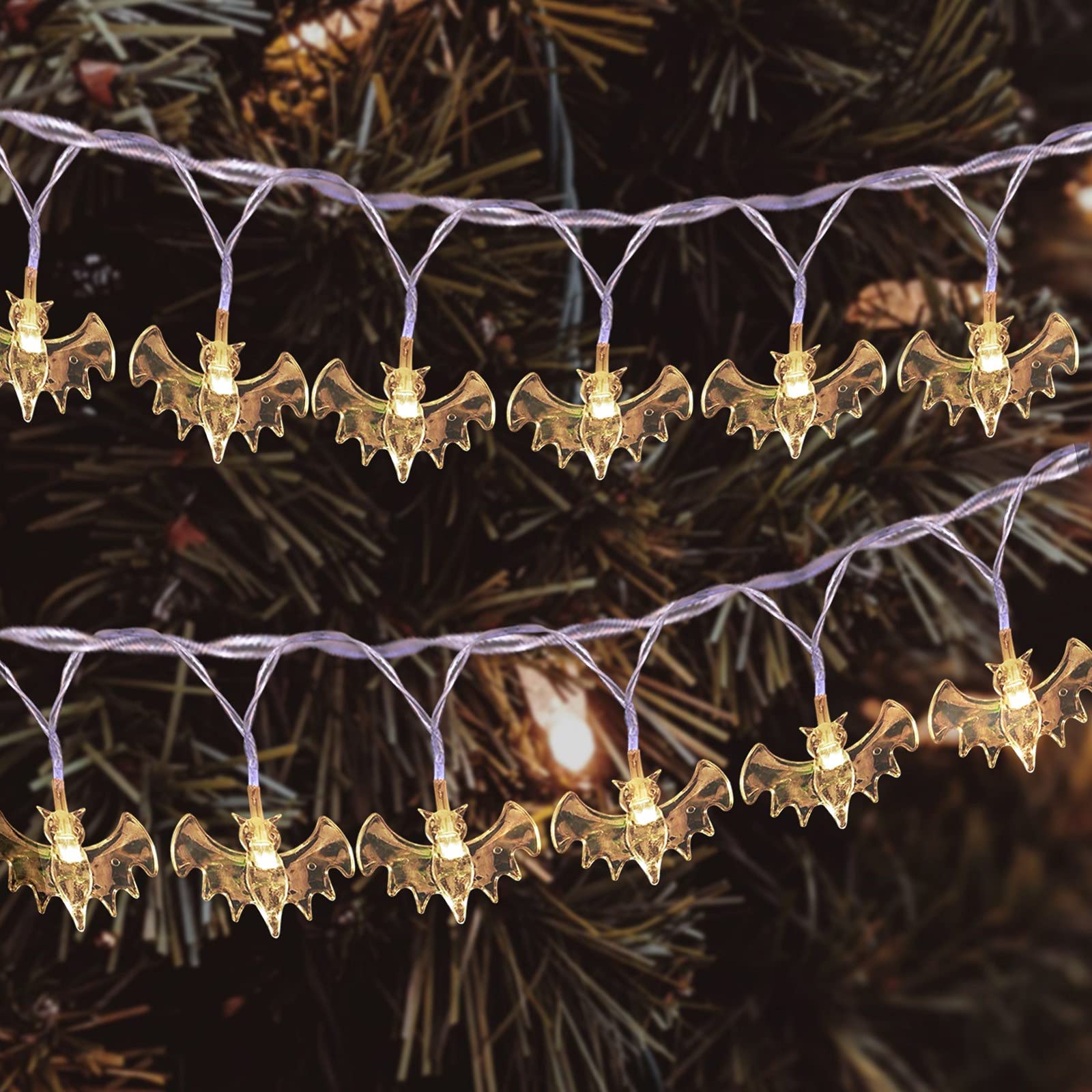 AODY 1.5M 10 LED Halloween String Lights - Battery Operated Bat Fairy Lights for Indoor & Outdoor Halloween Decorations - Perfect for Party, Garden, Porch, Yard and Home Decor