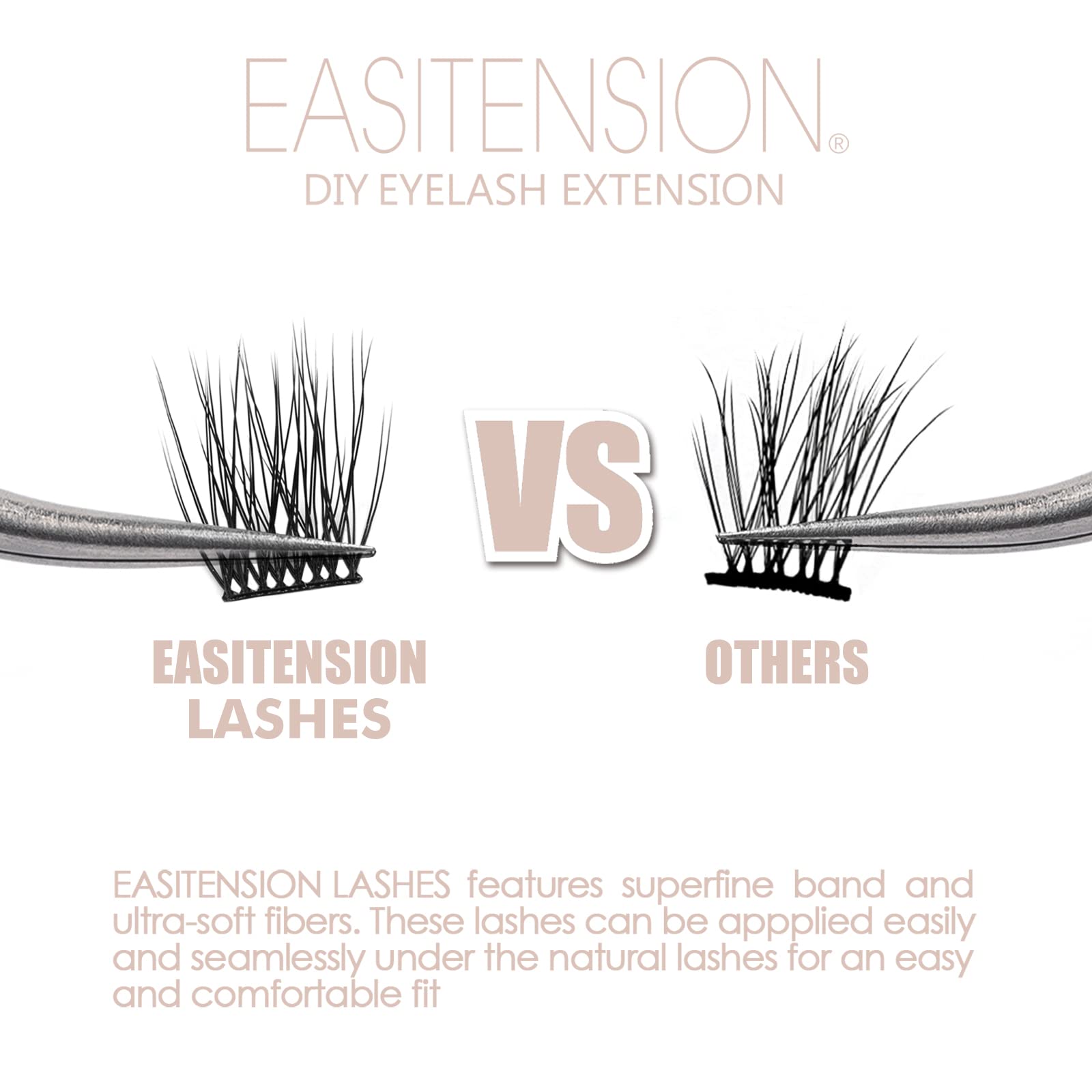 3D Volume DIY Eyelash Extension Kit - 12 Clusters C Curl False Lashes (14MM) with Glue Bonded Band for Natural Look | Perfect for Home Use, Parties & Special Occasions