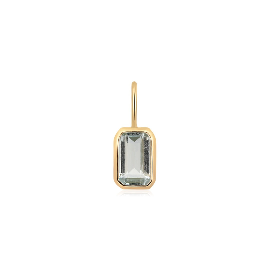 14K Yellow Gold Blue Topaz Bezel Charm Pendant - Elegant Jewelry Gift for Women, Perfect for Birthdays, Anniversaries & Special Occasions