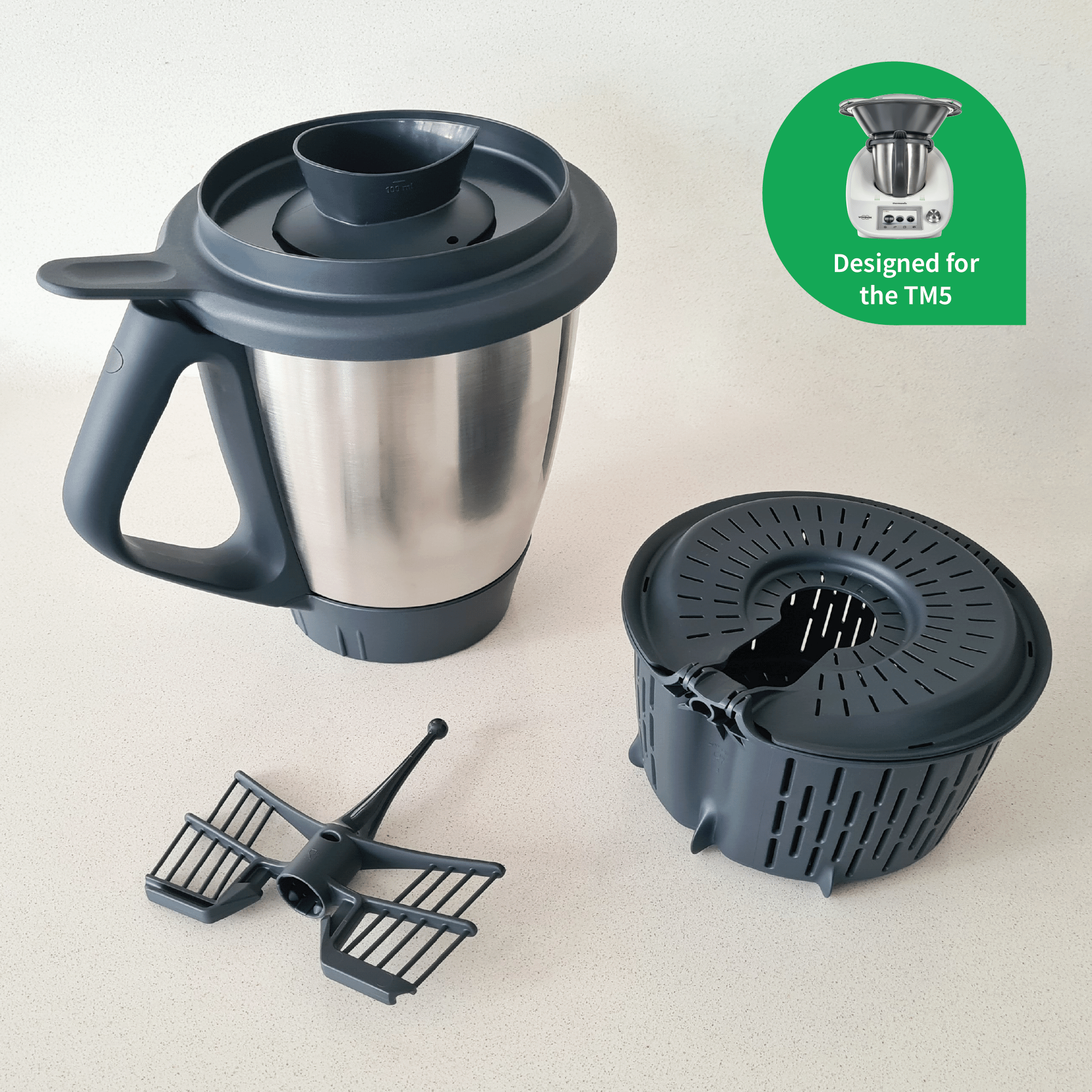 Thermomix® TM5 Replacement Bowl, Blade, and Lid Set - Compatible with TM5 Models - Perfect for Blending, Mixing, and Cooking
