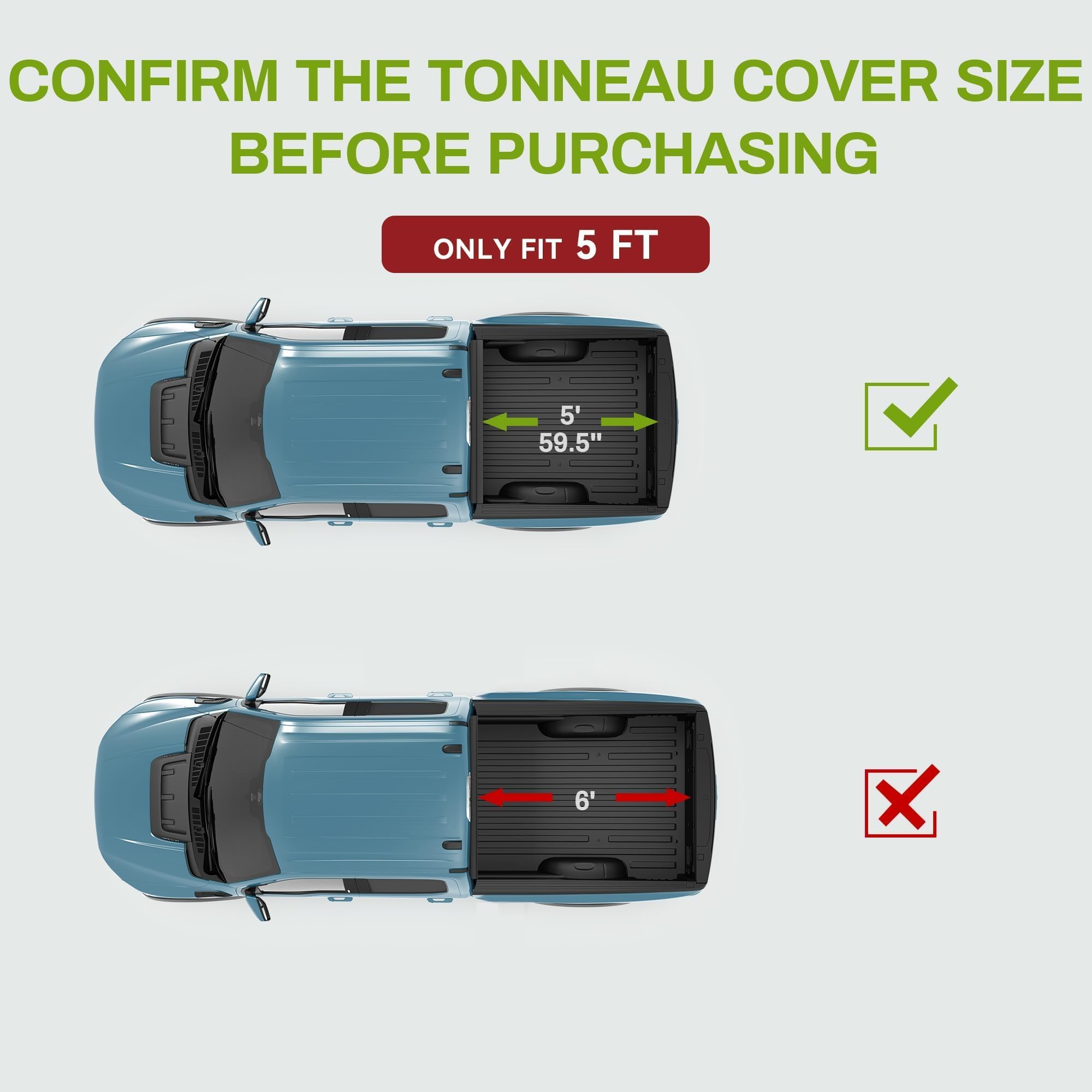 AUTOSAVER88 Tri-Fold Soft Truck Bed Tonneau Cover for 2005-2025 Nissan Frontier (5 ft Bed) - Waterproof & Durable Pickup Truck Accessory - Perfect for Hauling, Camping & Outdoor Adventures (Excludes Mexico)