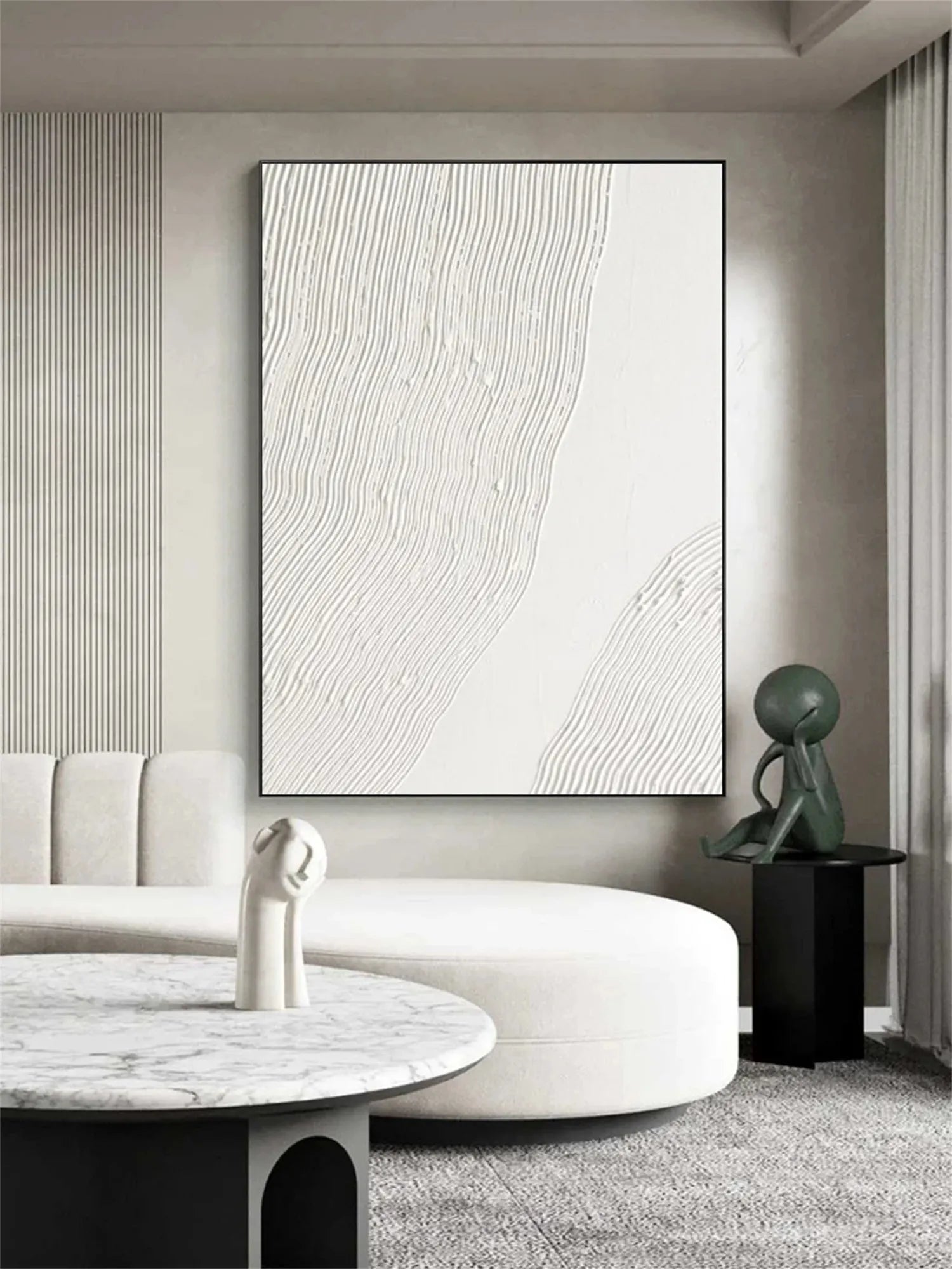 White Minimalist Textured Painting Canvas - Modern Abstract Wall Art for Living Room, Bedroom & Office Decor | Premium Quality #MM274